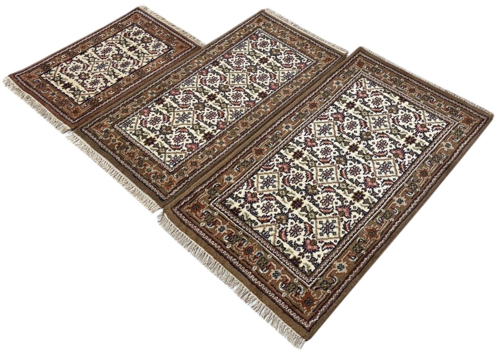 Herati Handgeknüpft Teppich 100% Wolle Orientteppich Beige Braun