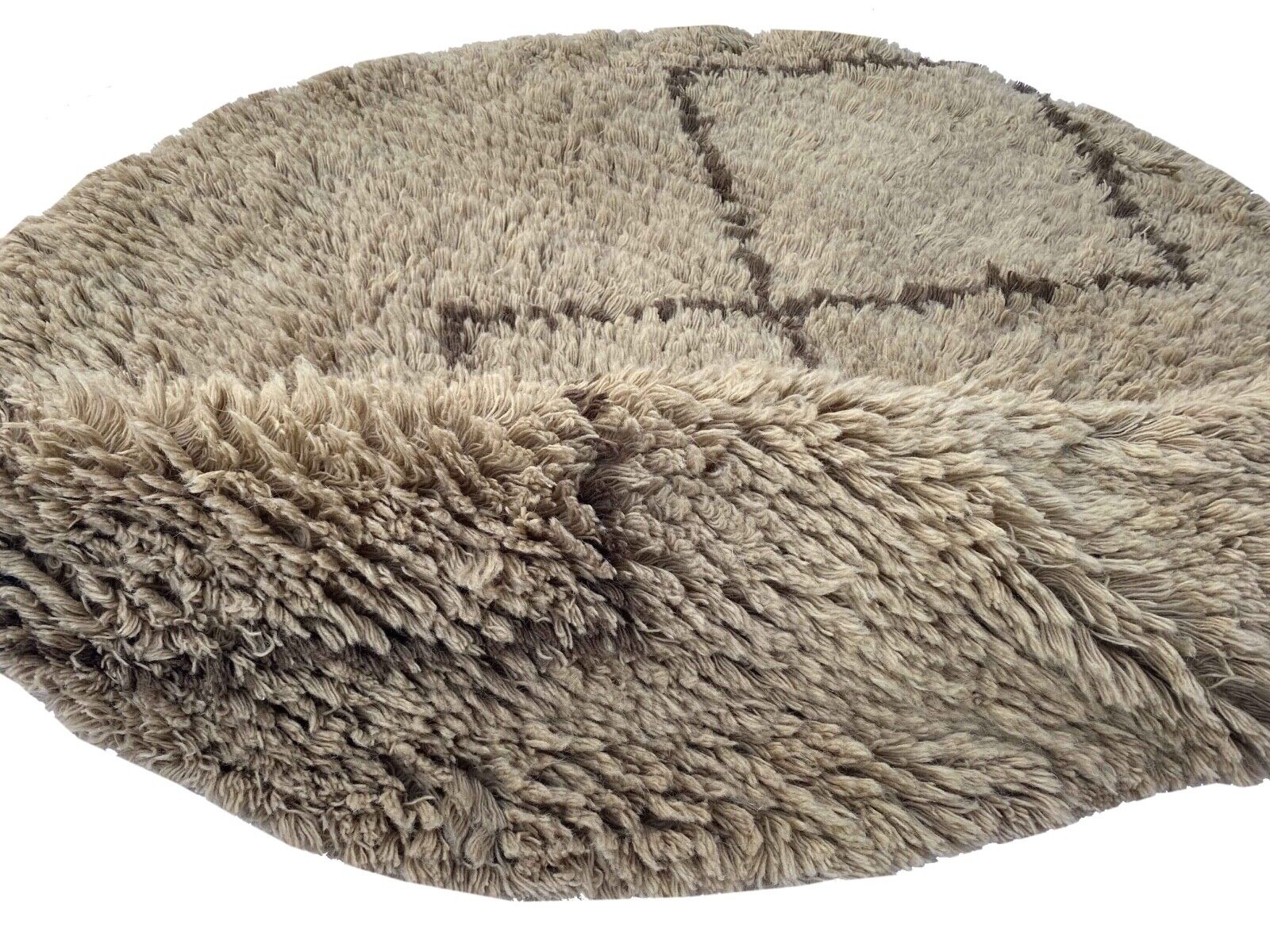 Berberska kosmata preproga Maroko 100% volna rjava ročno izdelana BM2