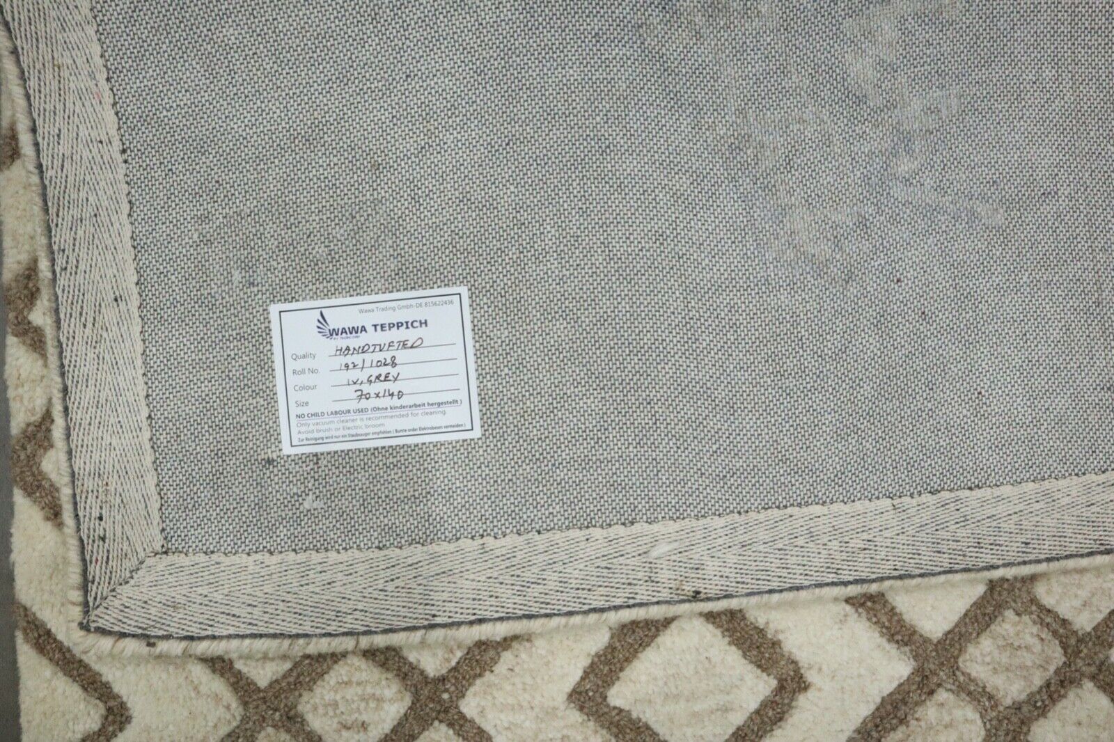 Tappeto 100% lana 70x140 cm Fatto a mano Colore Beige Caffè Tuftato a mano T1028