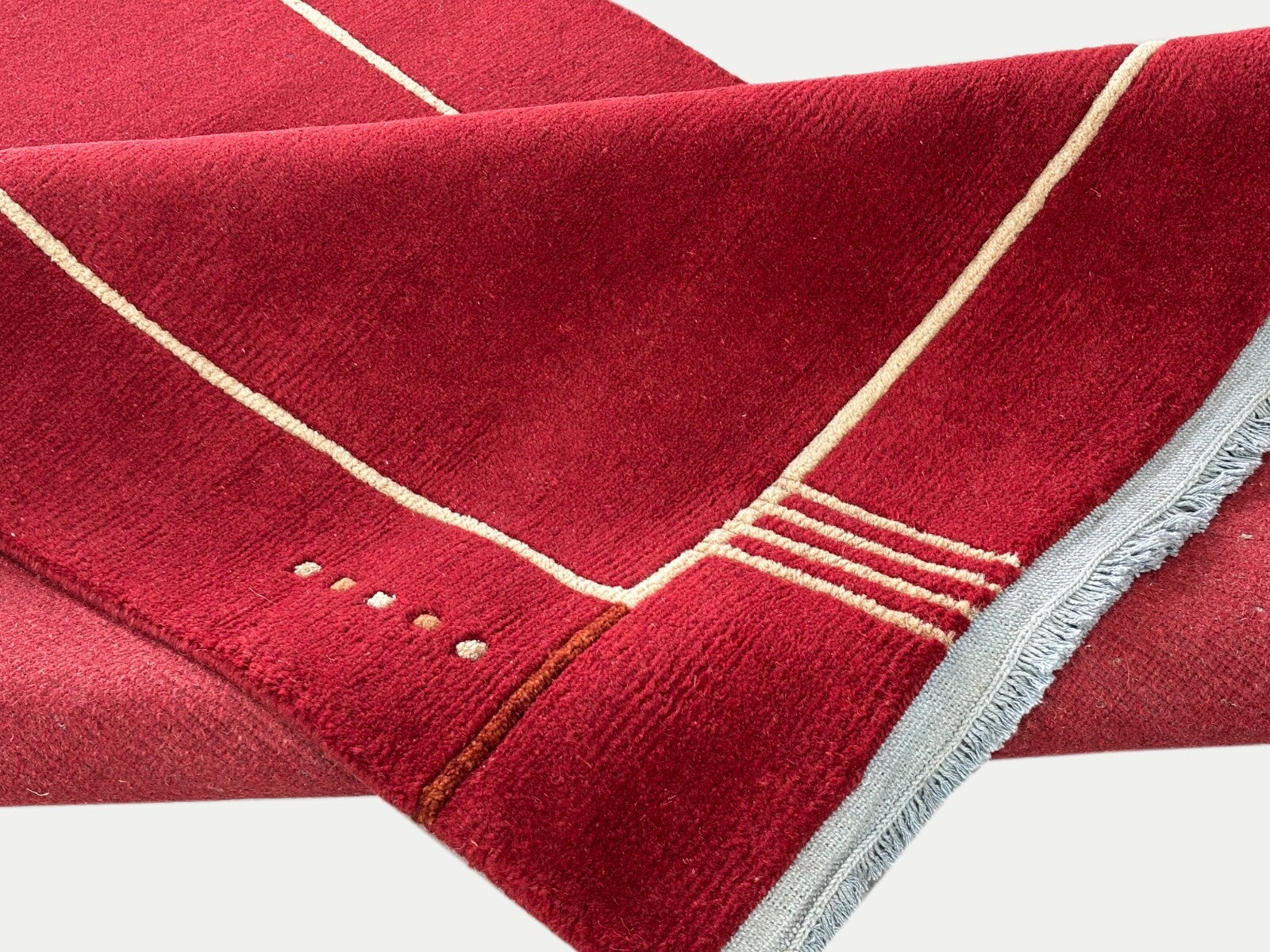 Rot Teppich Indo Nepál Handgeknüpft 100% Wolle 161x242 cm Orientteppich PR55 