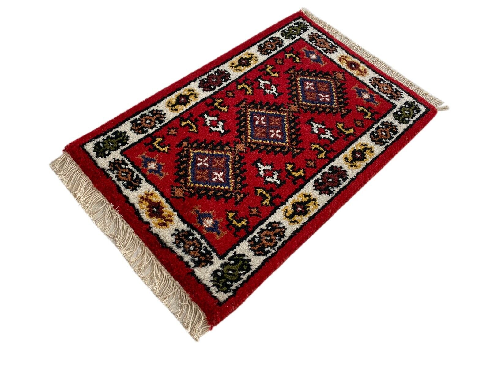 Fussmatten Brücke 40X60 CM Handgeknüpft Teppich 100% Wolle Rot