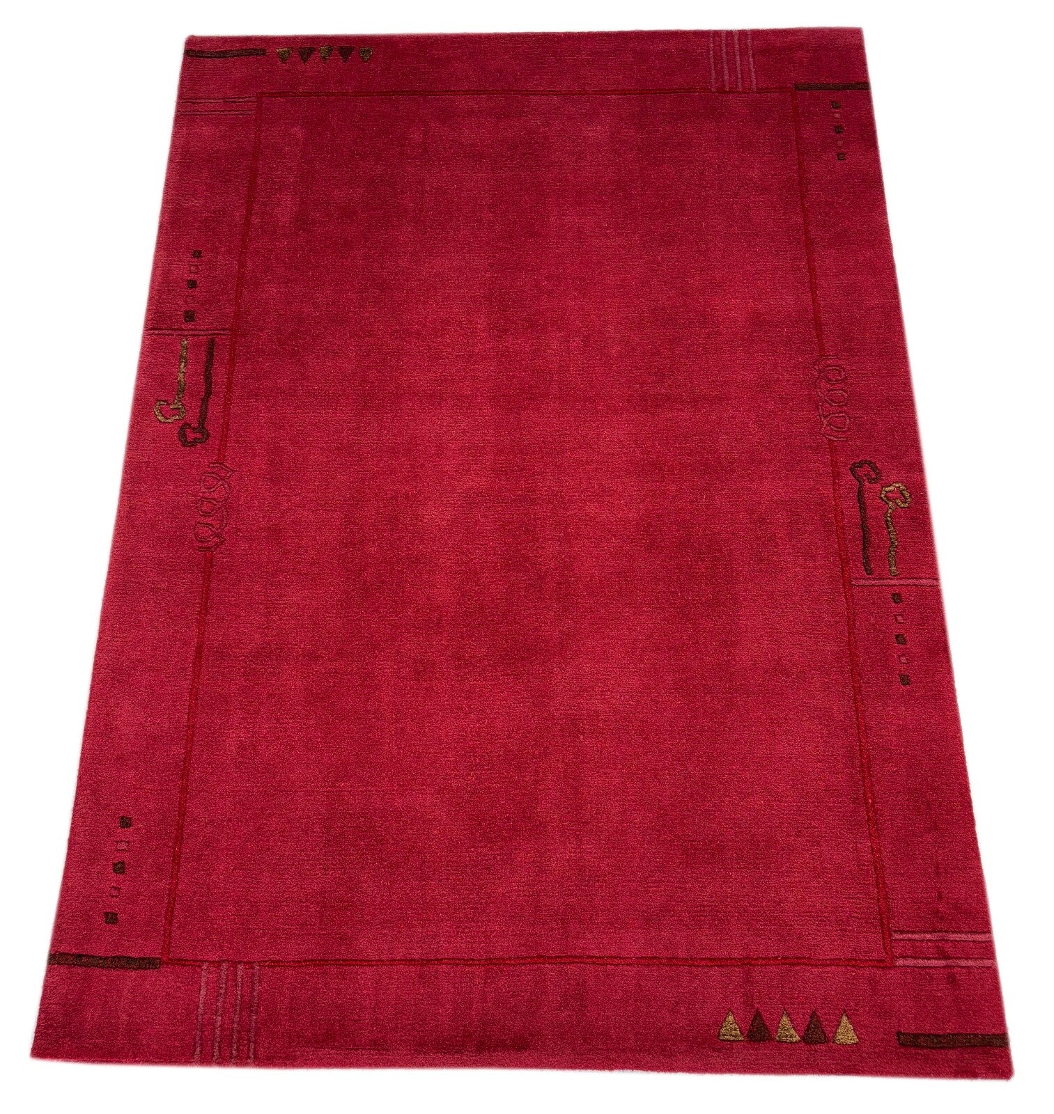 Rot Teppich Indo Nepál Handgeknüpft 100% Wolle 165X235 cm Orienttepich R14 