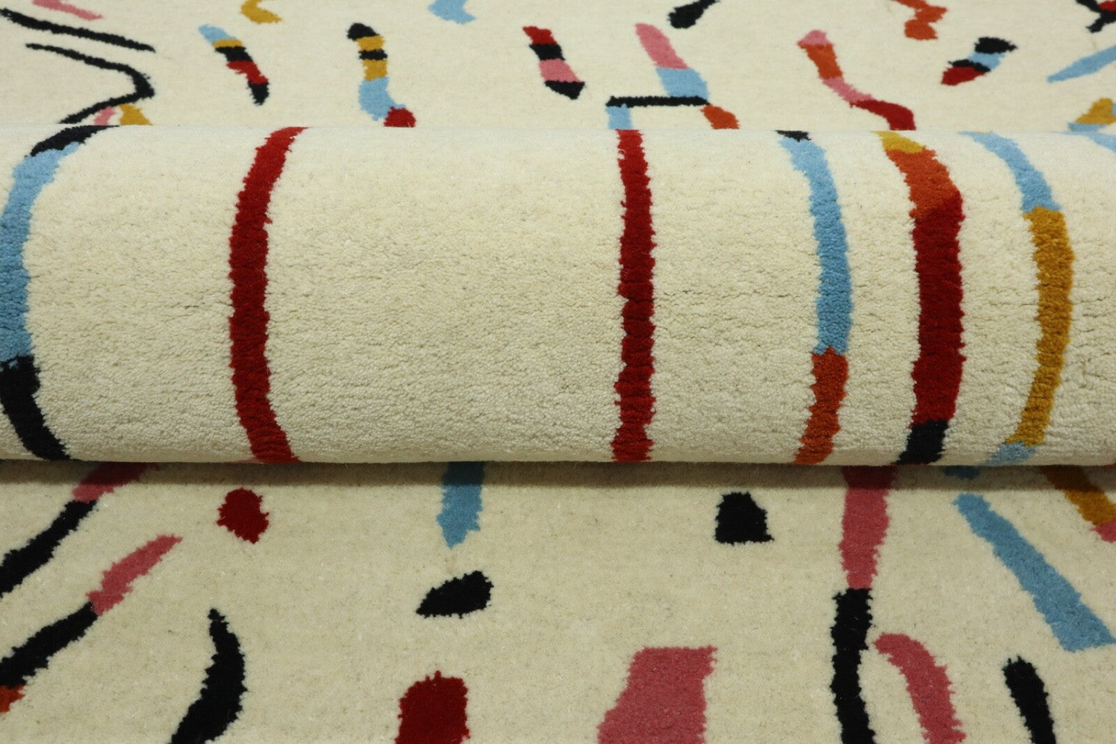 Handgetufteter Wollteppich 120x180 Marokko Design Beige Bunt HT294