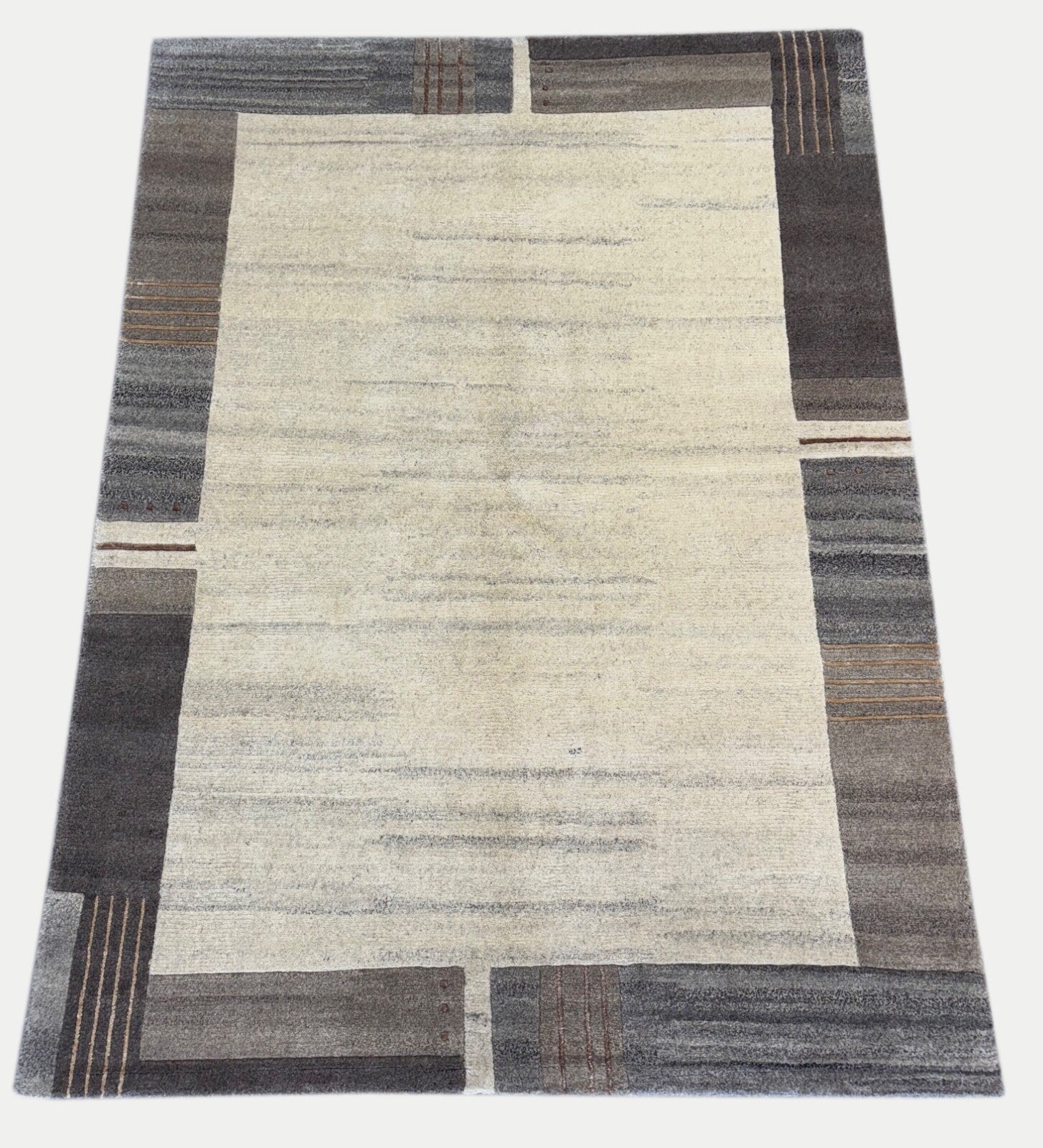 Nepal Handgeknüpft Wolle Naturfarben Grau , Beige Teppich  170X240 cm   IN2021