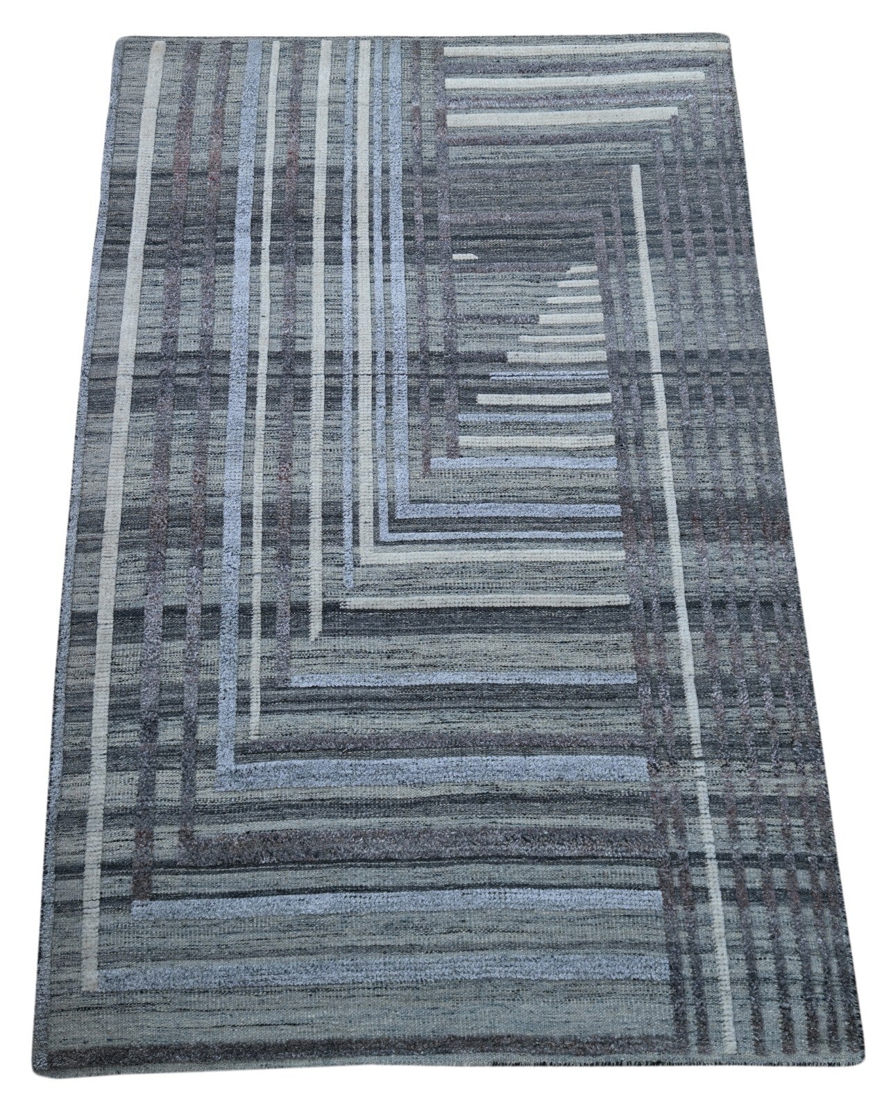 Modernes Handgeknüpfter Wolle 150x240 Vintage Grau Wohnzimmer Teppich SH134