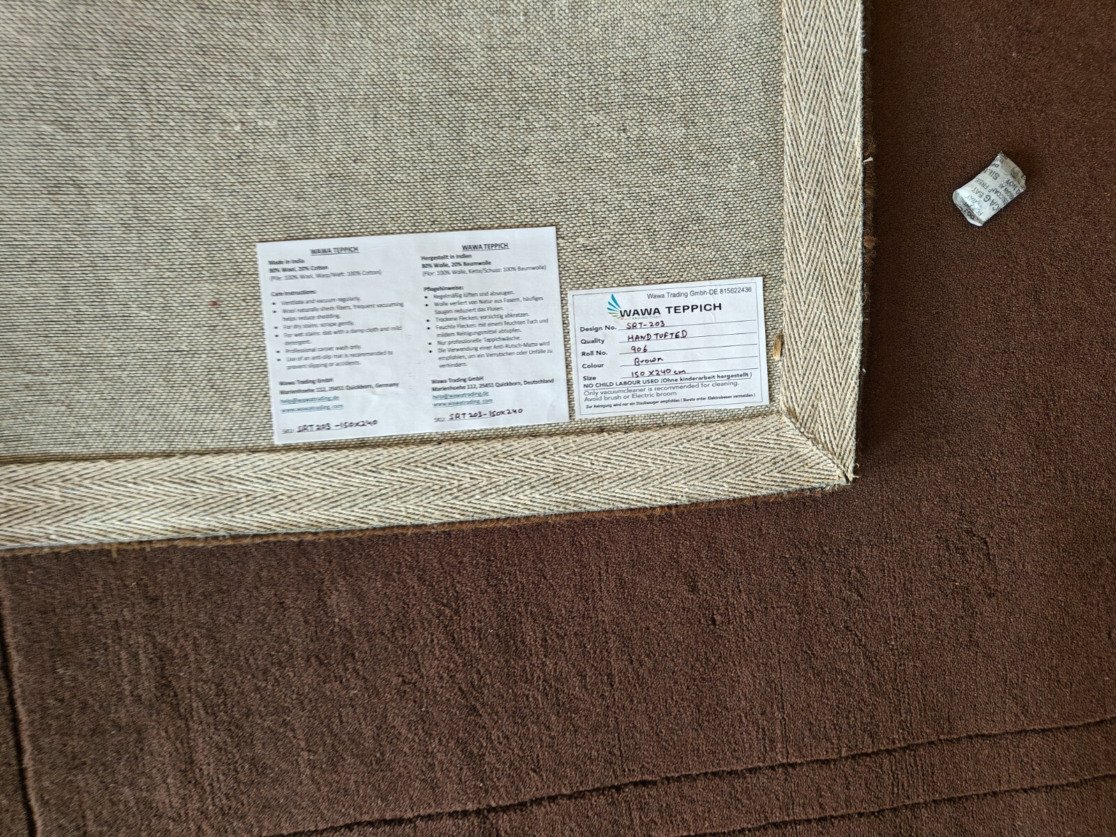 Handgetufteter Wolle teppich 150x240 braun  Modern Wohnzimmer SH203