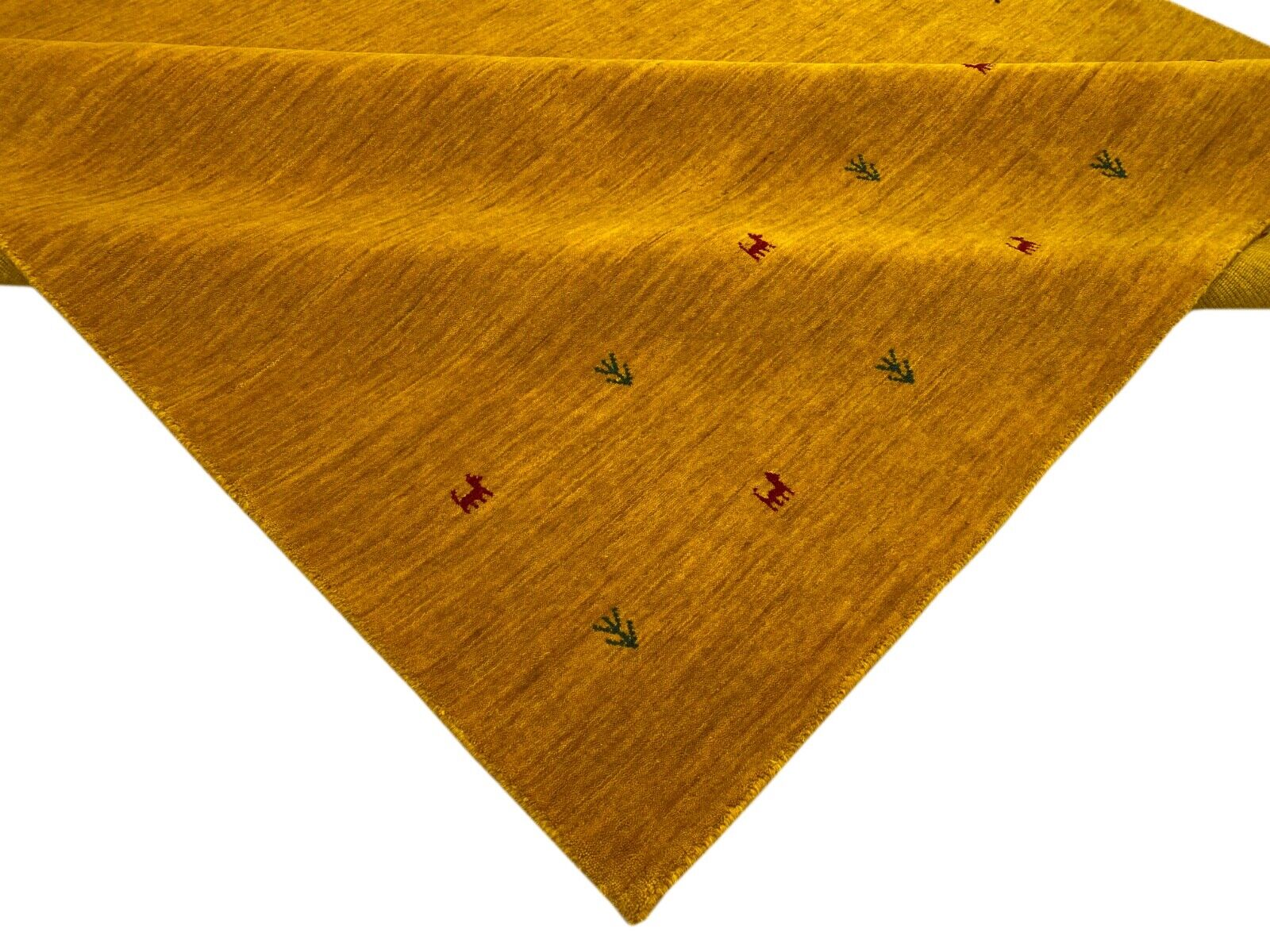 Gold Gabbeh Teppich 100% Wolle Orientteppich Handgewebt  Loom Brücke G625T3