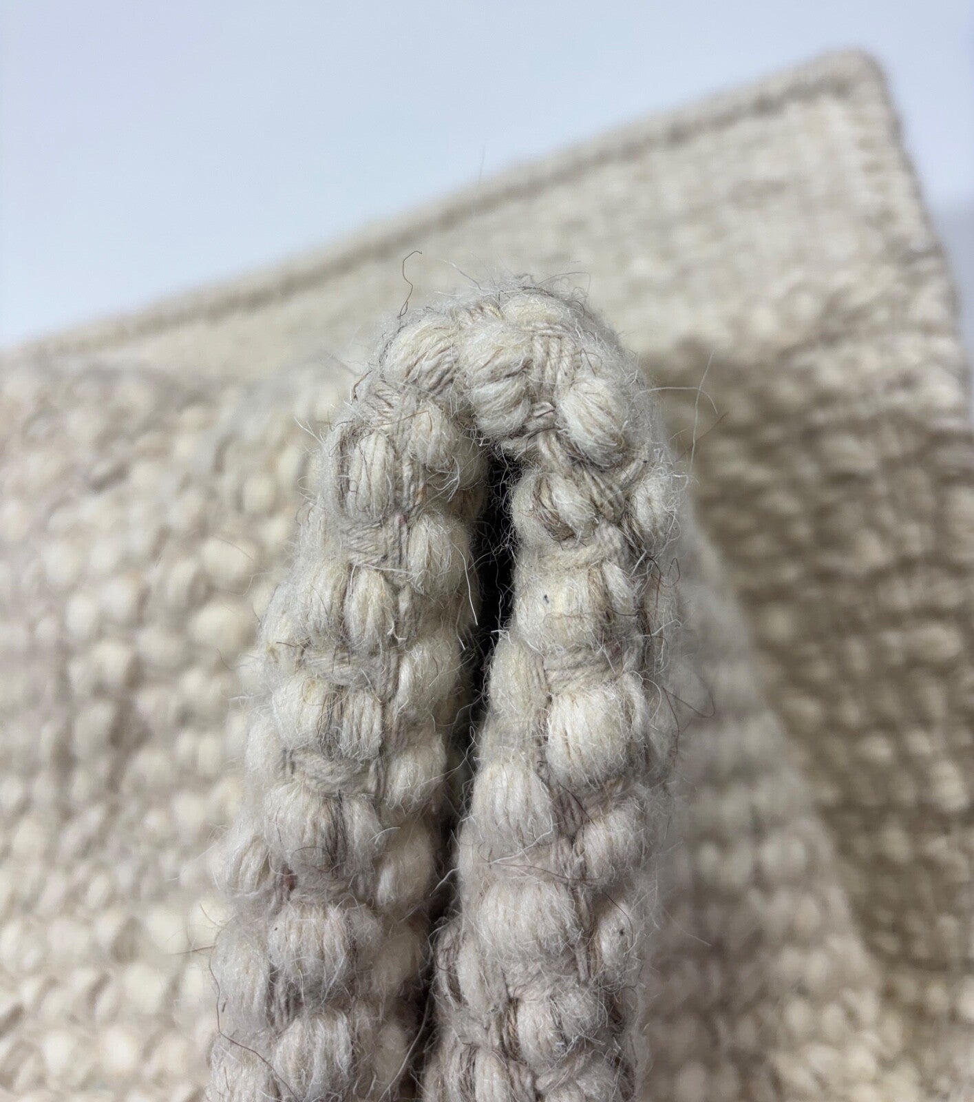 Kilim Dhurry Teppich 60x90cm Handgefertigt 100% Wolle Naturbeige Sandgrau D103