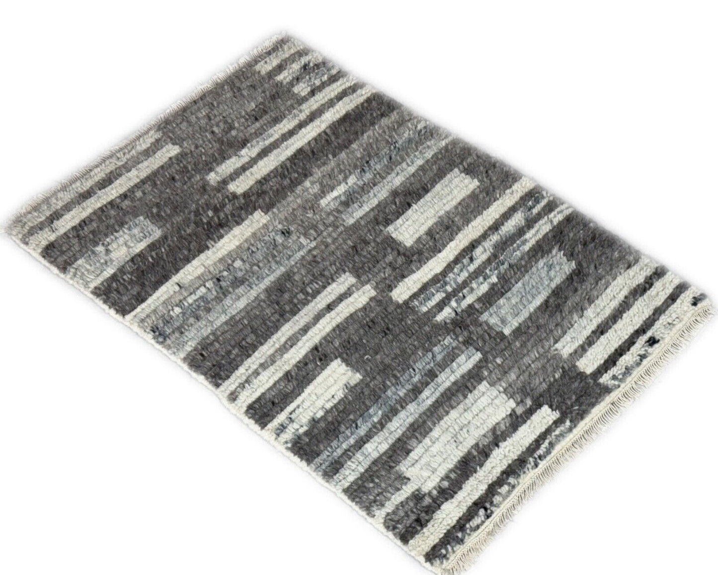 Handgeknüpfter Teppich 60x90 100% Wolle Grau, Beige , Weiß Modern DTK-255