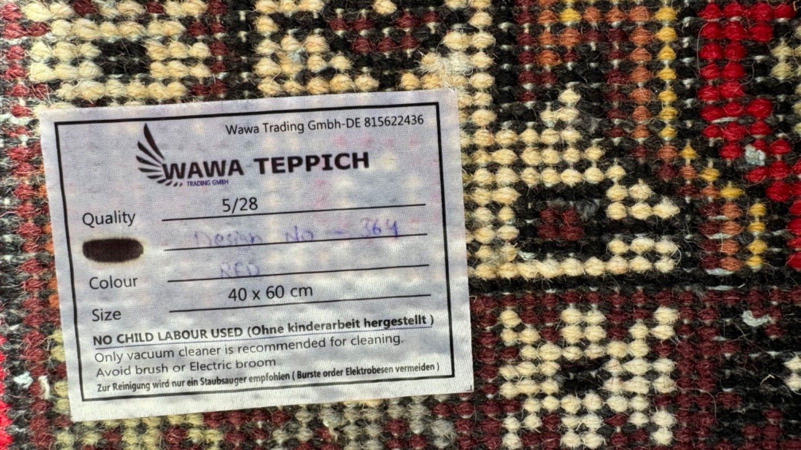 Handgeknüpft Fußmatten 40X60 CM Brücke Automatten Teppich 100% Wolle Rot PH11