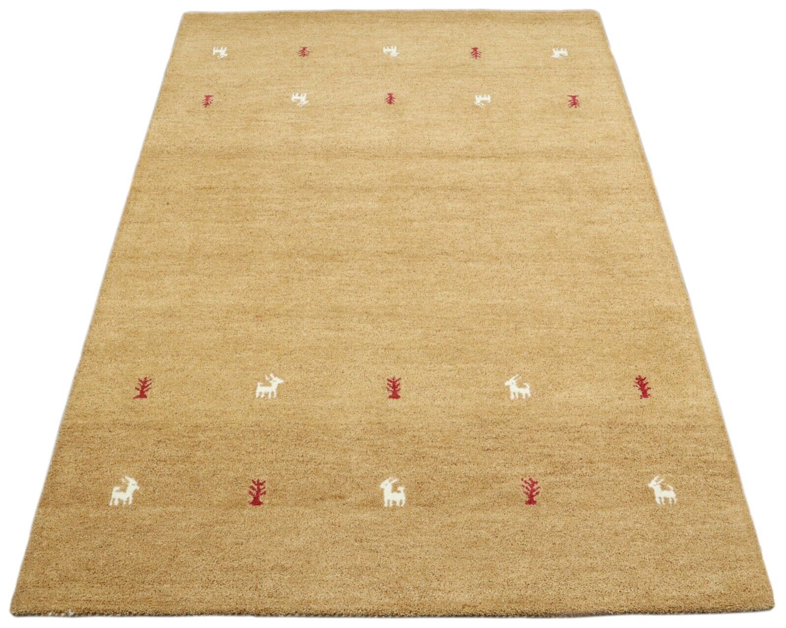 Orient Teppich 100% Wolle 160X230 cm Gold Orange Handarbeit Handgetuftet T932