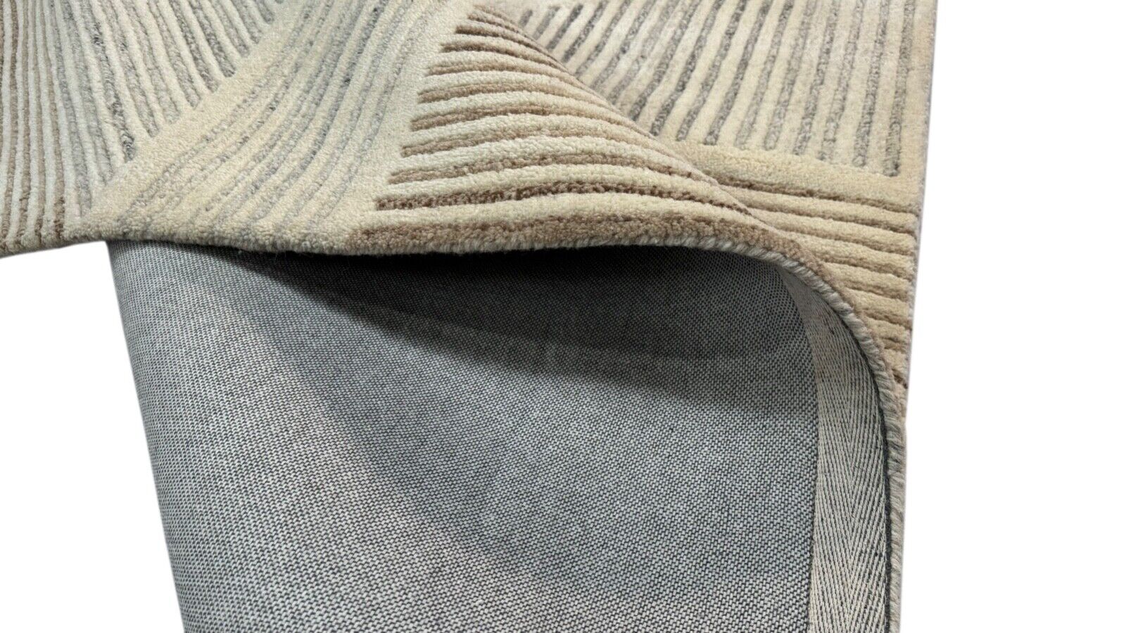 Beige Teppich  100% Wolle Grau Braun  Handgetuftete 200X300 CM Designer T886