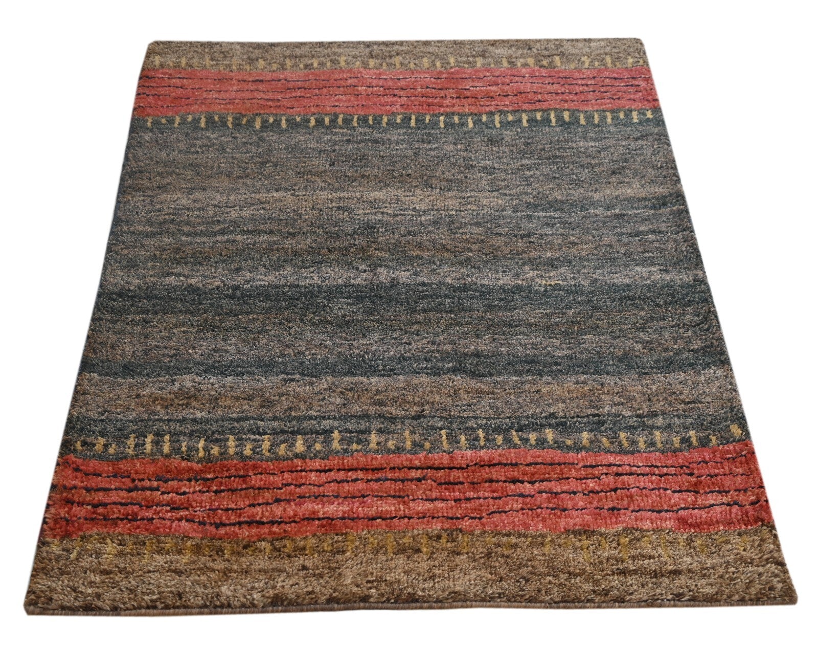 Modernes Handgeknüpfter Jute 120x180 Vintage Braun Wohnzimmer Teppich SH171