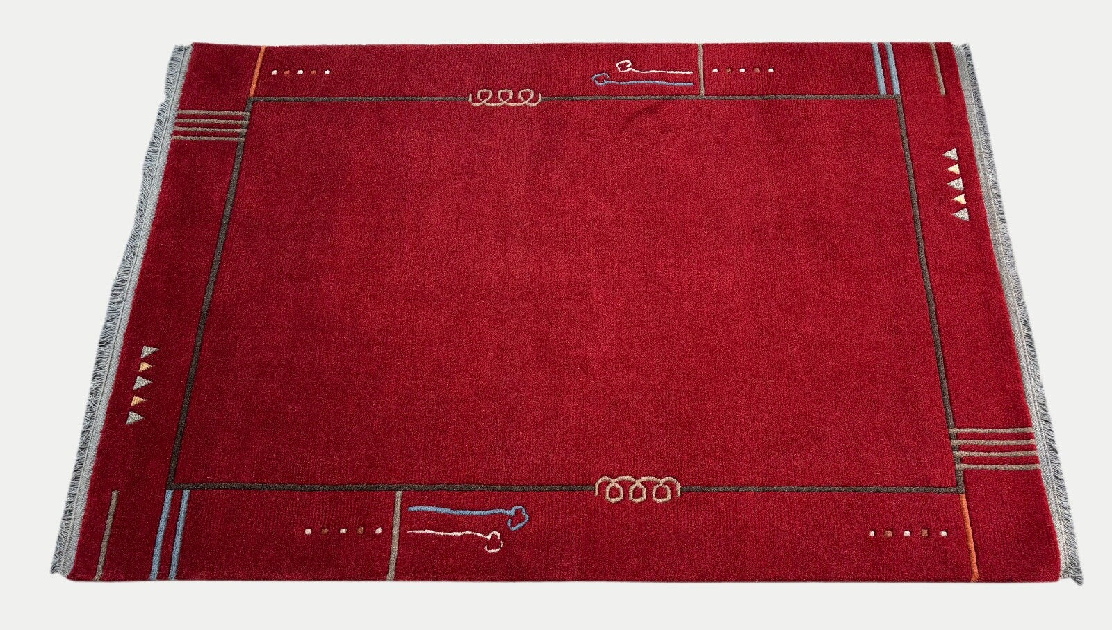 Rot Teppich Indo Nepal Handgeknüpft 100% Wolle 160X230 cm Orientteppich R21B