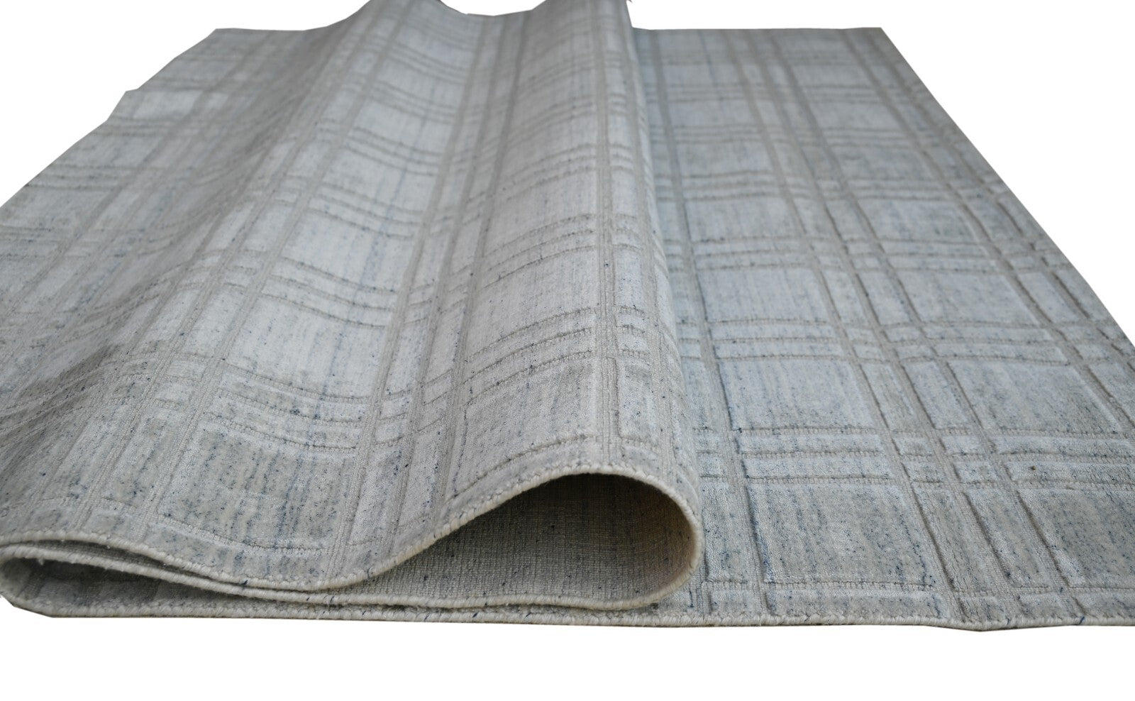 Handgewebter Teppich 170x240 Silber Glanzoptik Woll-Viskosem Wohnzimmer SH120