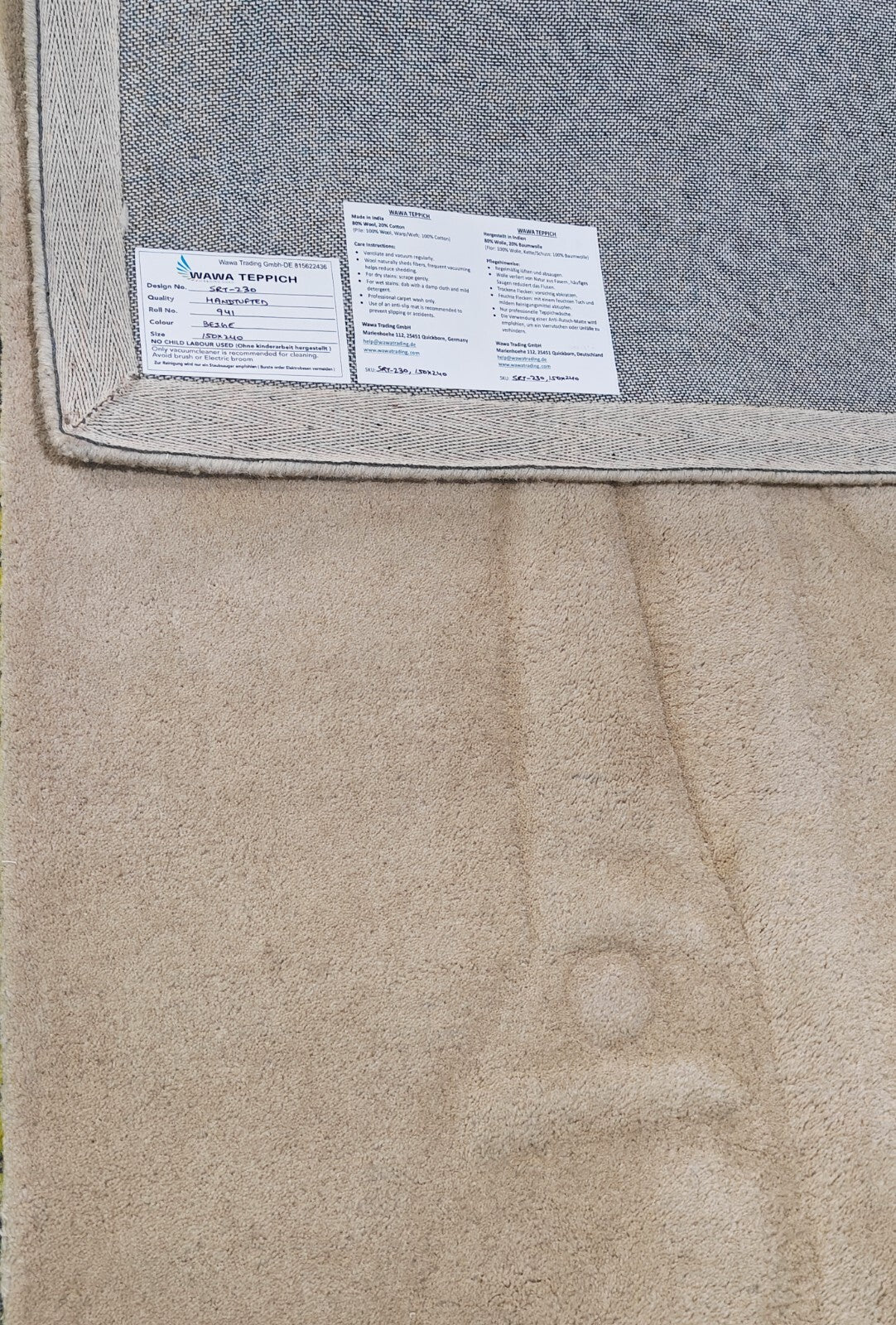 Handgetufteter Wolle teppich 150x240 Beige  Modern Wohnzimmer SH230