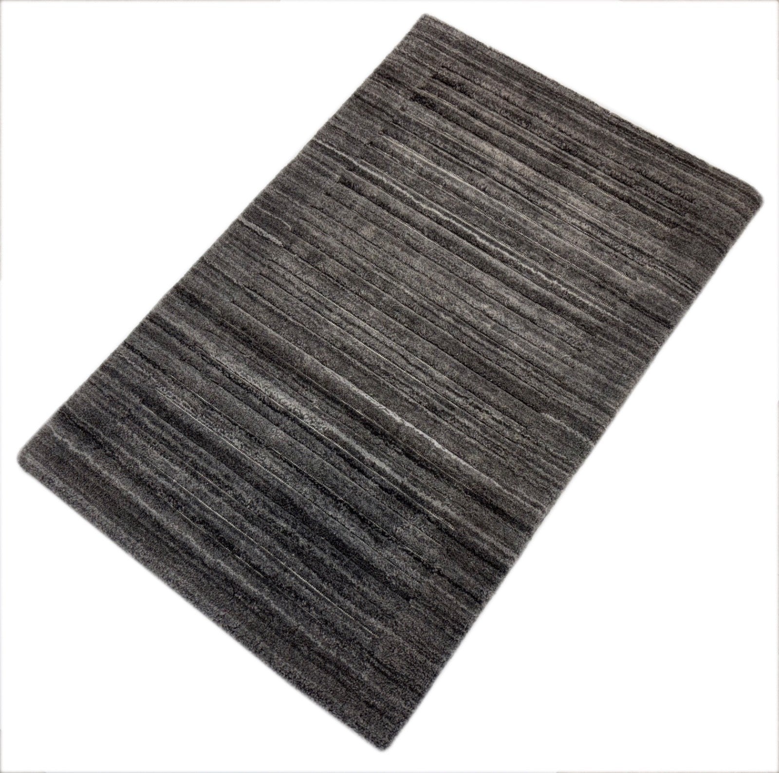 Ročno tkana preproga 60x90 cm siva moderna trajnostna preproga iz PET preje R77 