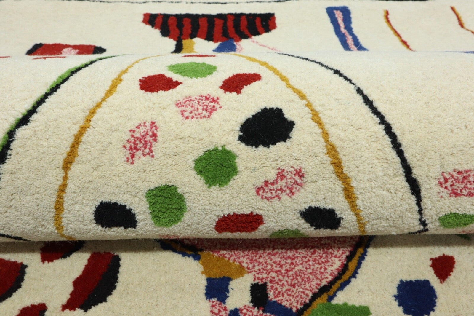 Wollteppich 120x180 Beige Bunt Ethno Marokko Teppich Handgetuftet Modern HT315