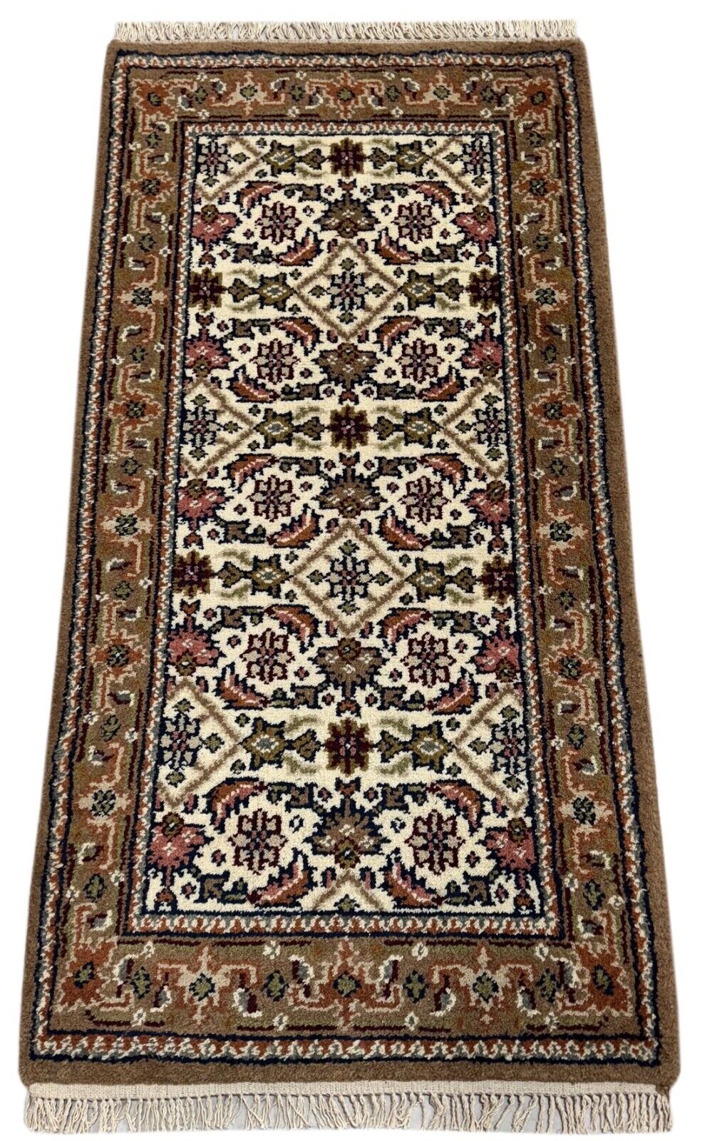 Herati Handgeknüpft Teppich 100% Wolle Orientteppich Beige Braun