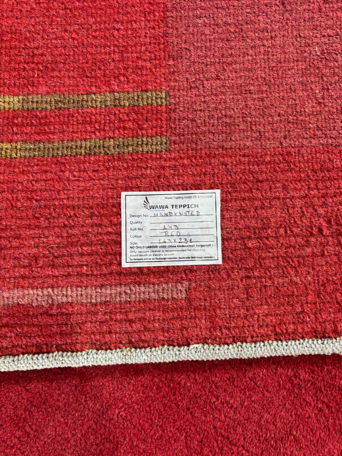 Rot Teppich Indo Nepal Handgeknüpft 100% Wolle 160X230 cm Orientteppich R14B