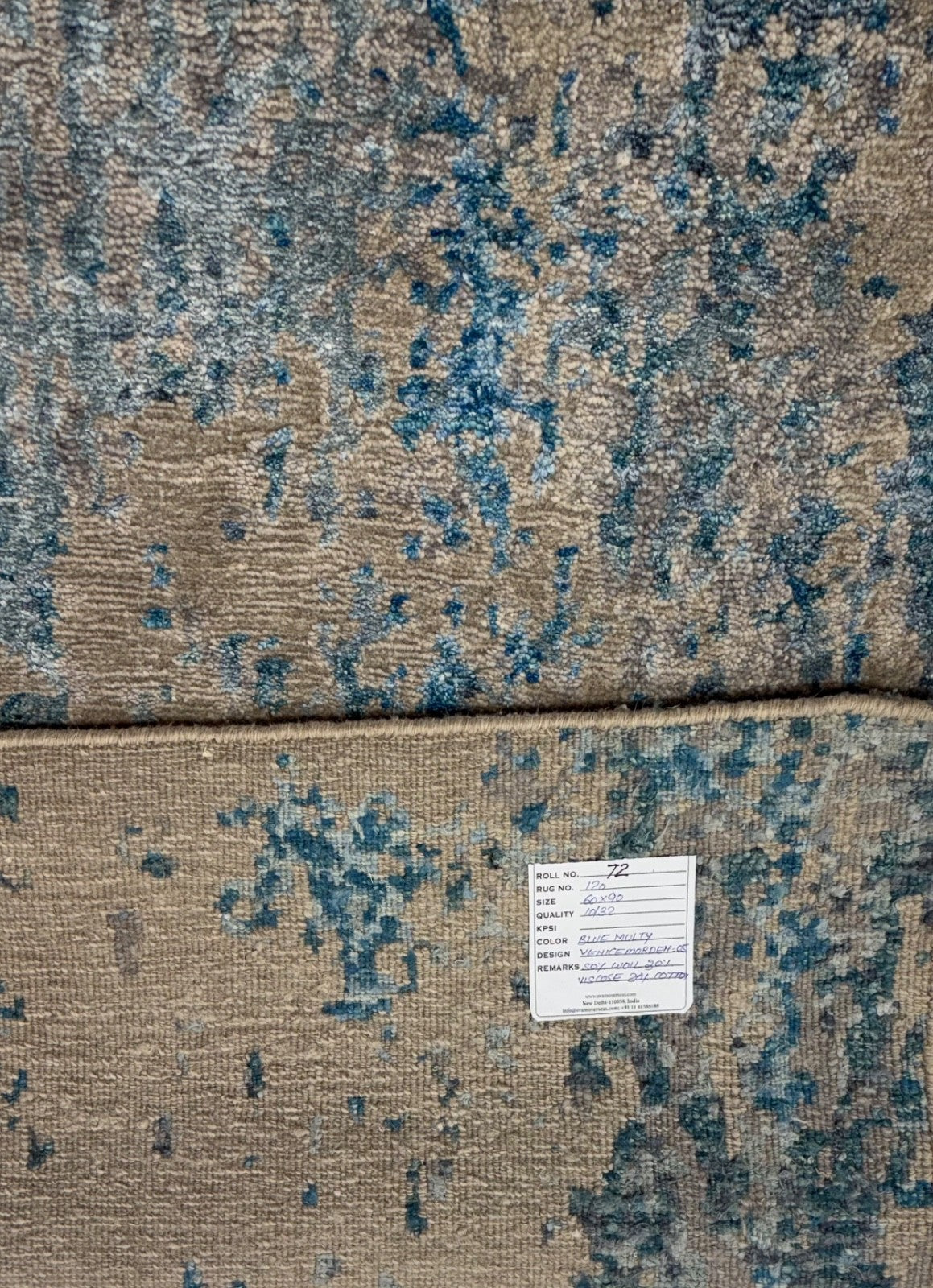 Orientteppich 60x90 cm Handgeknüpft Viskose Blau Grau Multicolor Glanz R72