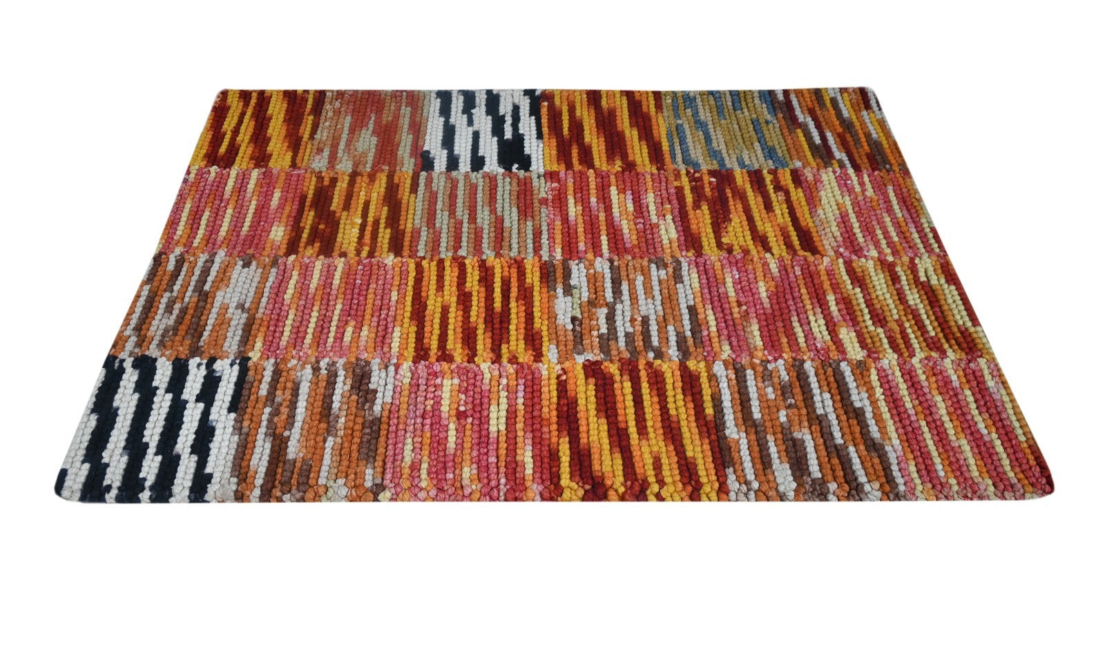 Bunter Wollteppich 150x240 cm Handgefertigt Modern Natur Teppich sh167