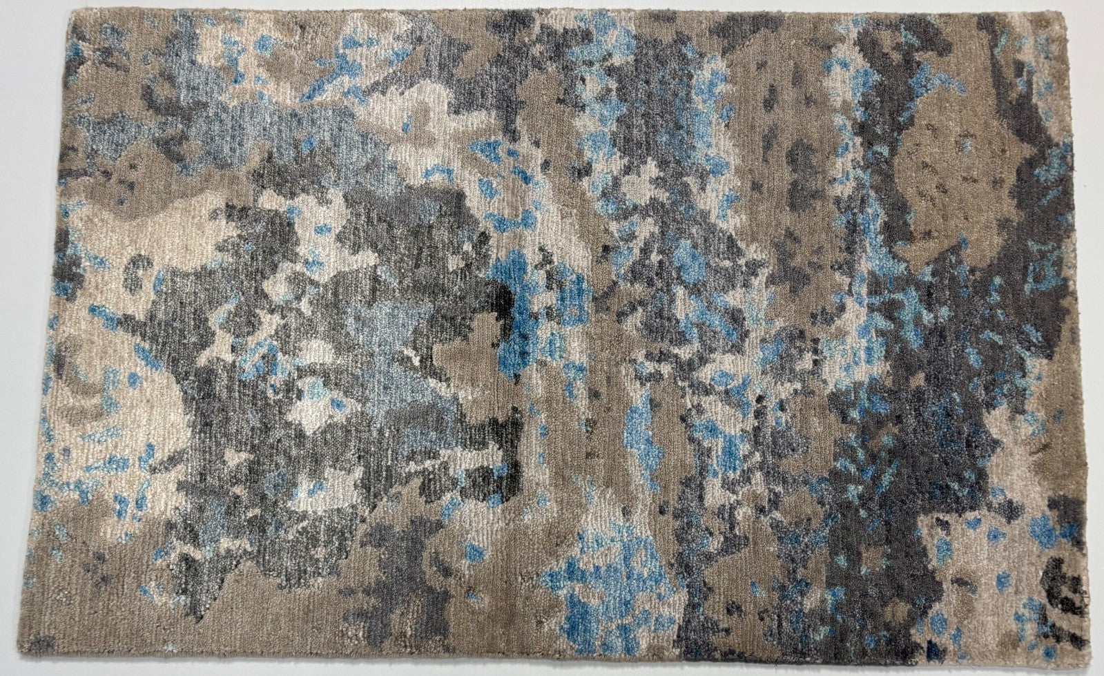 Handgeknüpfter  Glanzteppich 60x90 Blau Grau Multicolor Bambus-Seide R121