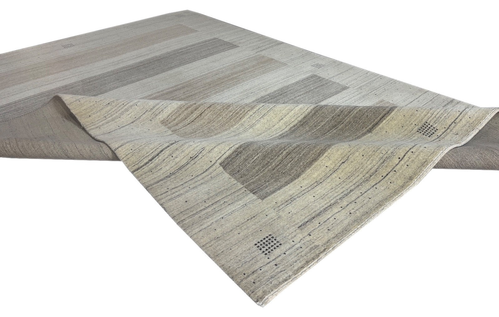 Handgewebter Wollteppich 200x300 cm Modernes Streifen Design Naturtöne Beige AN2