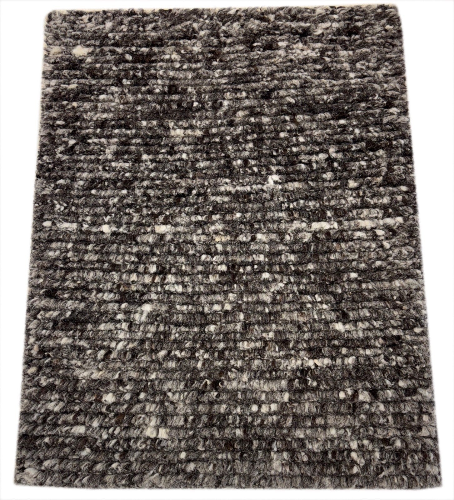 Handgeknüpfter 100 % Wollteppich 60x75 cm Modern Multigrau Designteppich BCI79