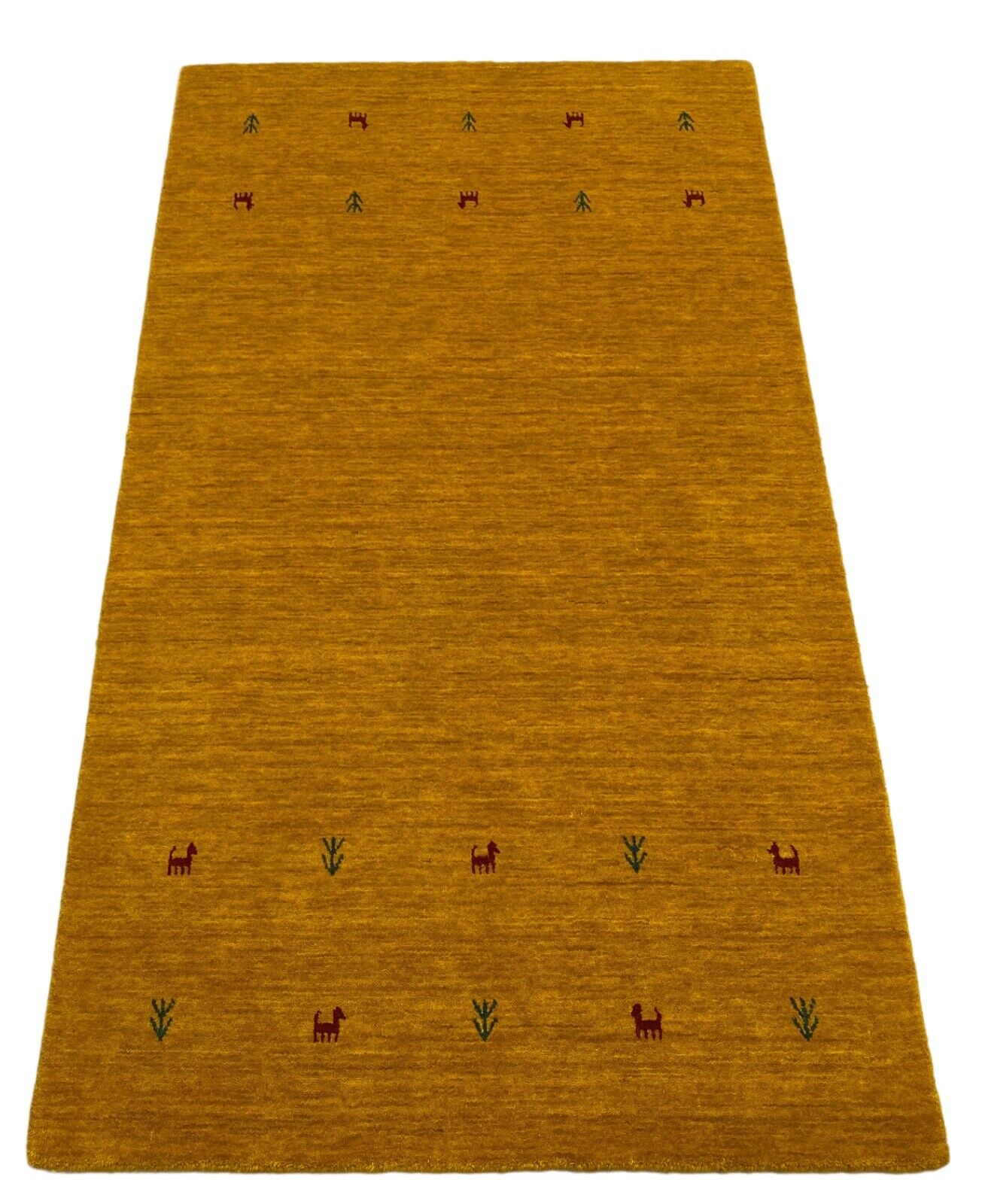 Gold Gabbeh Teppich 100% Wolle Orientteppich Handgewebt  Loom Brücke G625T3