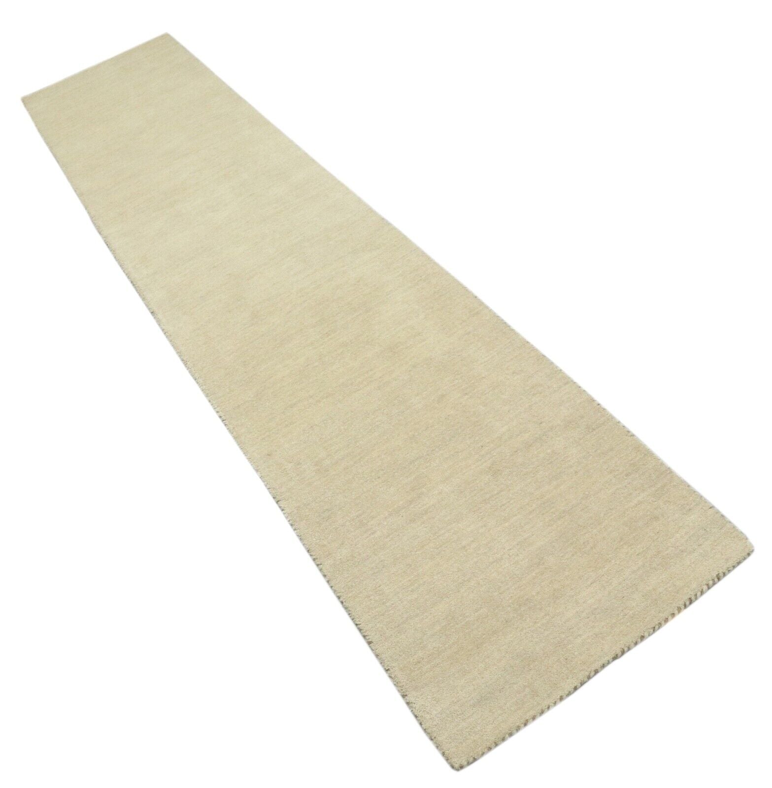 Beige Brücke Teppich 100% Wolle 70X315 cm Handarbeit Läufer Handgetuftet T982