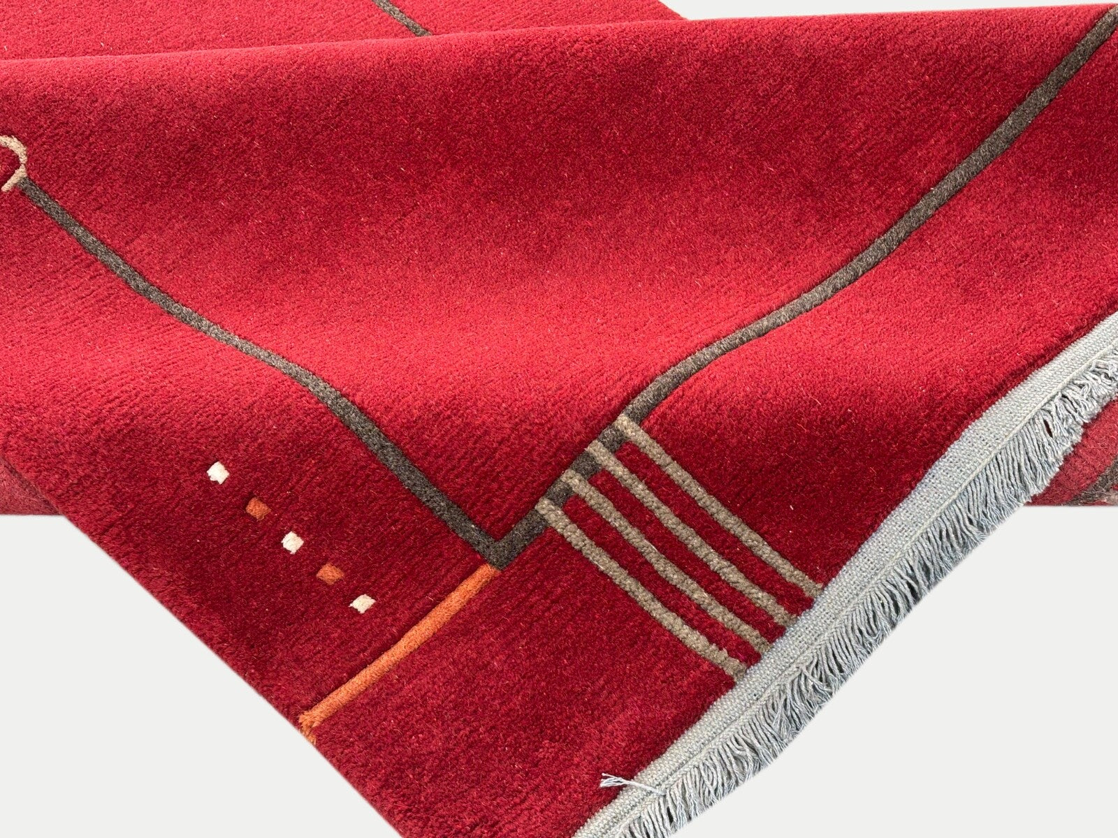 Rot Teppich Indo Nepal Handgeknüpft 100% Wolle 160X230 cm Orientteppich R21B