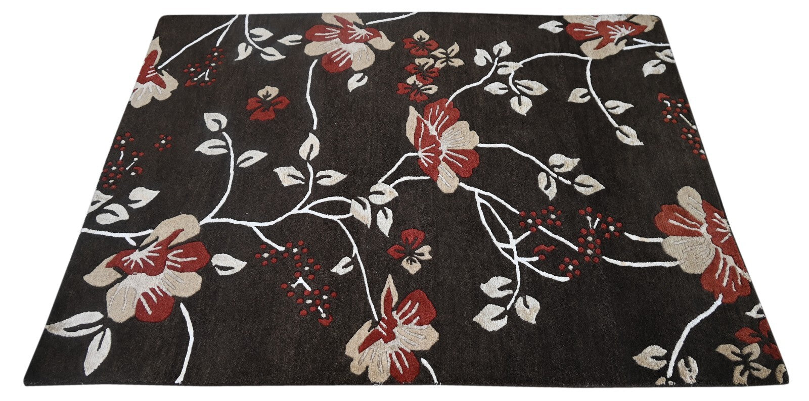 Modernes Handgeknüpfter Wolle 120x180 Vintage Braun Wohnzimmer Teppich SH252