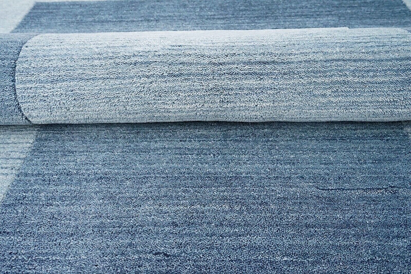 Blau 160X230 cm Teppich 100% Wolle Beige Orientteppich Handgetuftet HT409