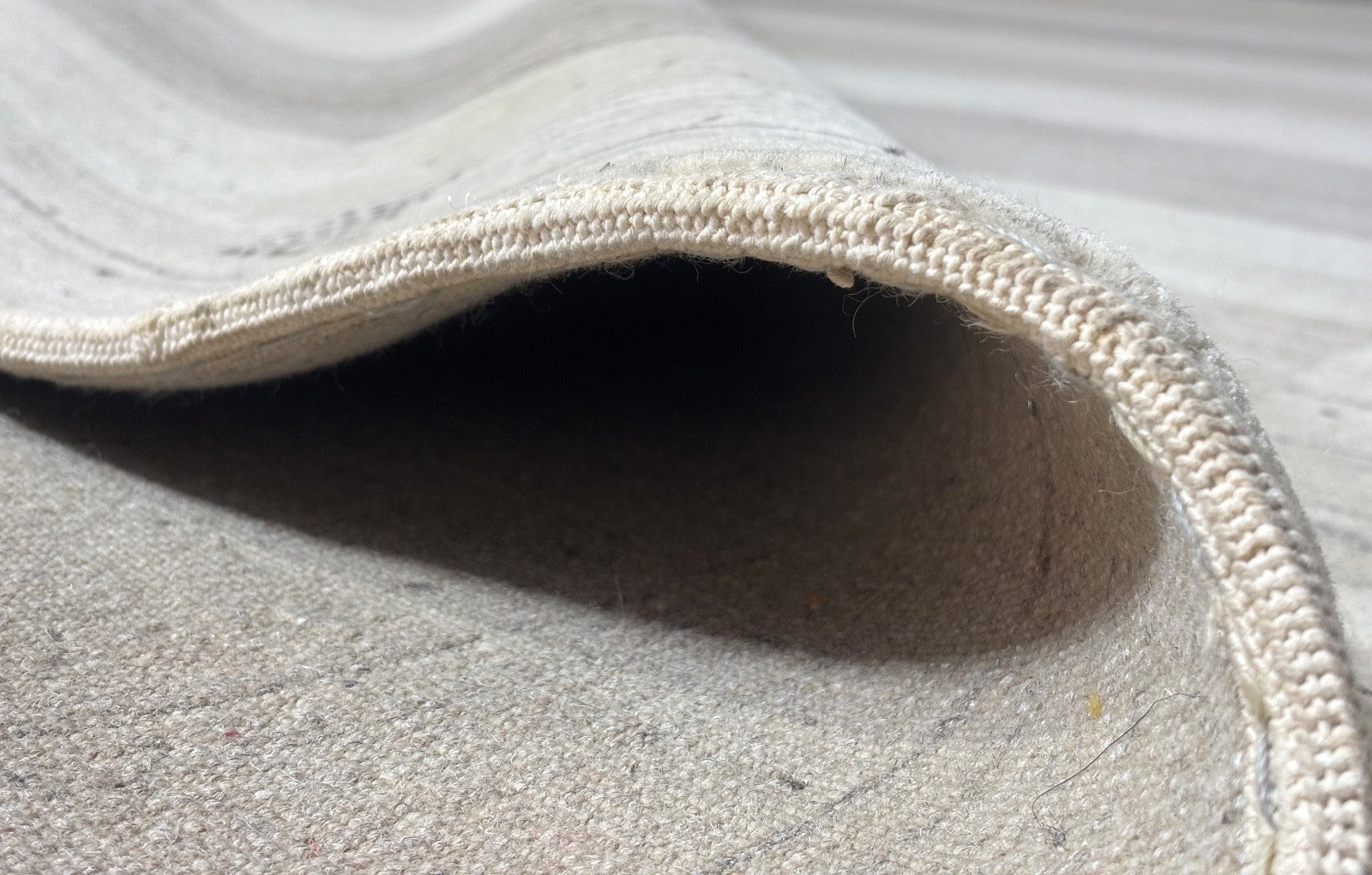 Handgewebter Wollteppich 200x300 cm Modernes Streifen Design Naturtöne Beige AN2