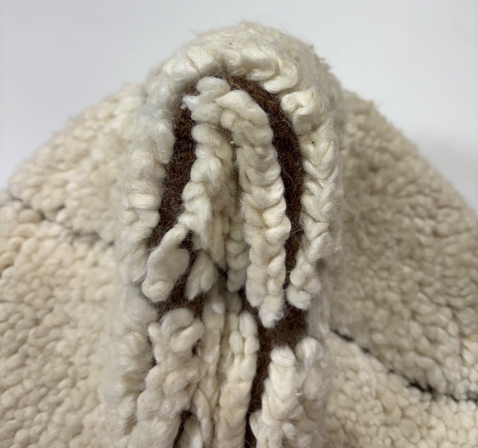 Handgefertigter Teppich 60x60 cm 100 % Wolle Weicher  Ivory & Braun D558