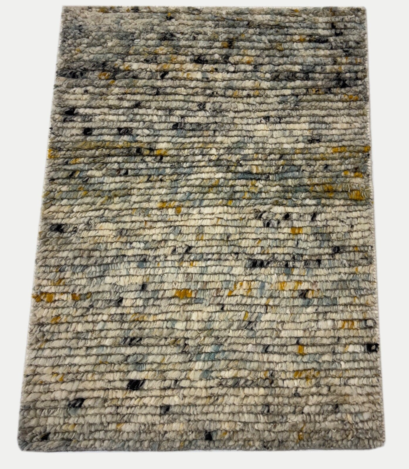 Ročno vozlana volnena preproga 60x90cm 100% volna Moderna večbarvna bež BCI82