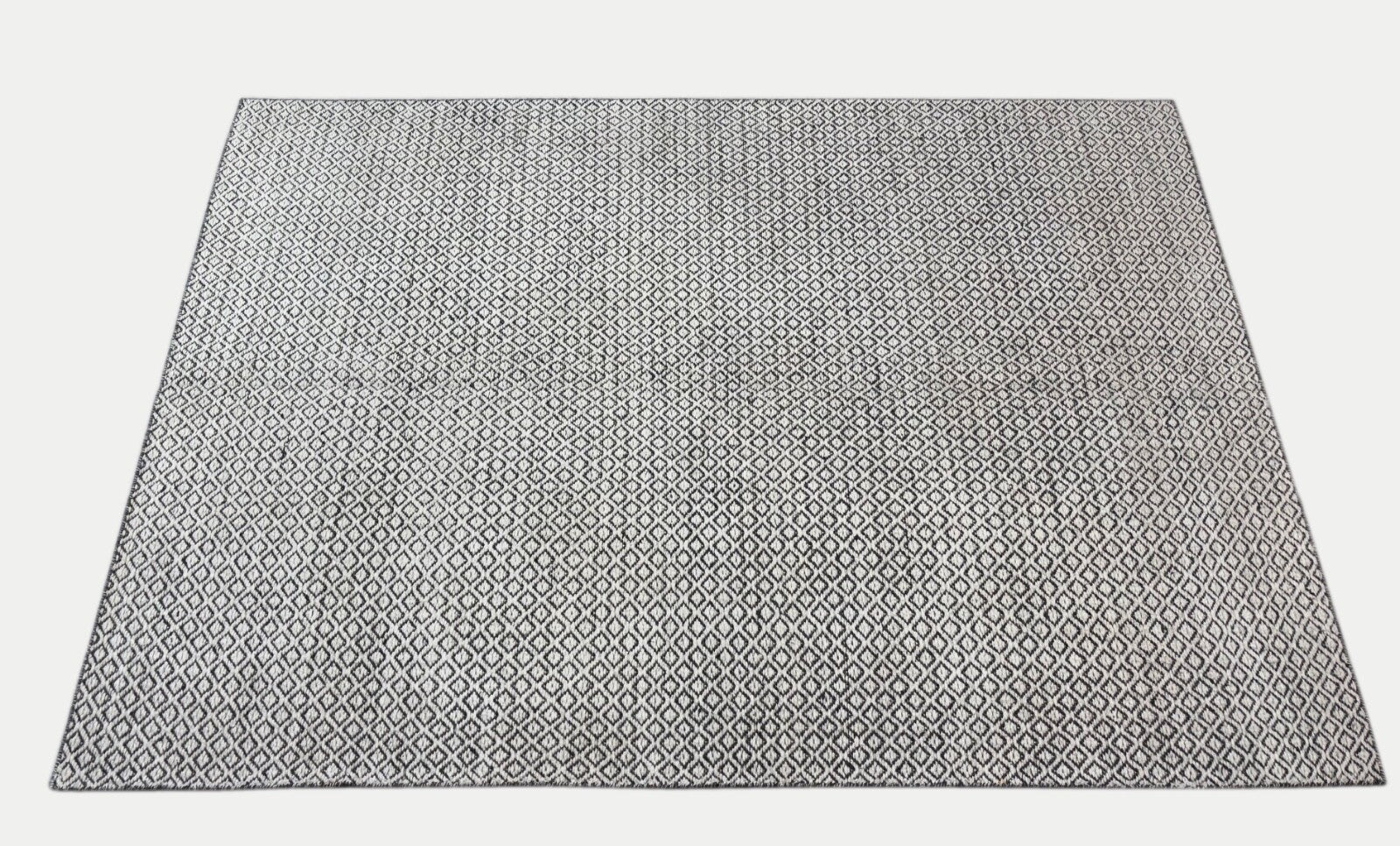 Flachgewebter Kilim Teppich 170x240cm 100% Wolle Beige Dunkelgrau ST14