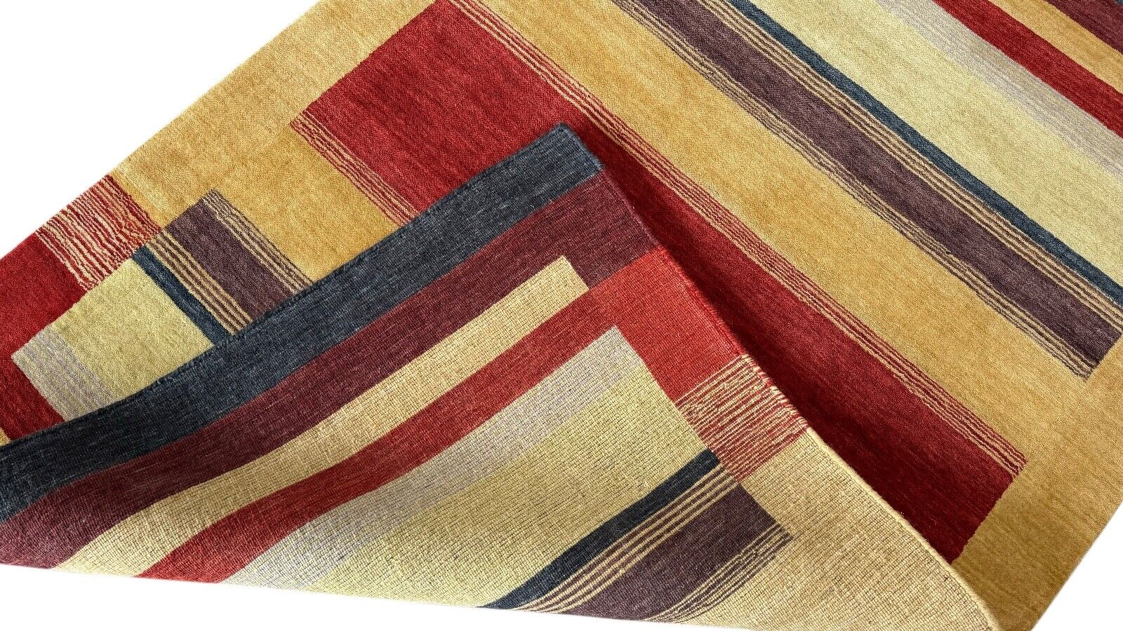 Gabbeh Teppich 100% Wolle 120x180 cm Rot Gold Bunt Handgewebt Orientteppich BR10