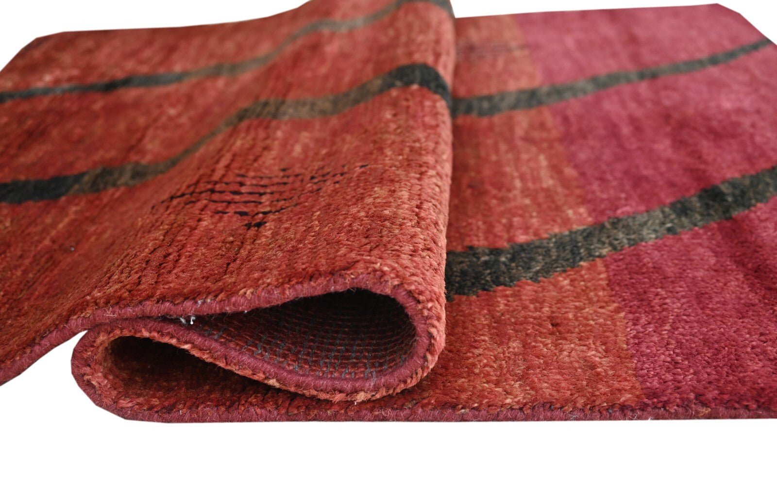 Tappeto moderno da soggiorno in lana annodato a mano, 120x180, colore rosso vintage, SH180