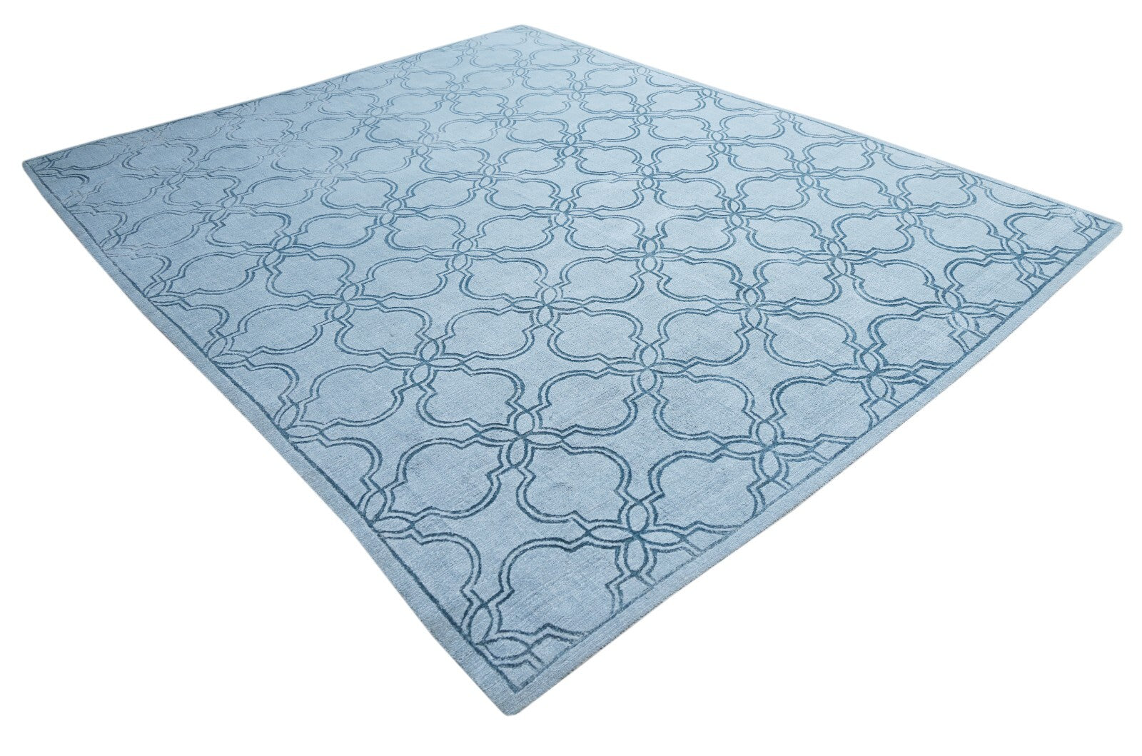 Alfombra tejida a mano 240x300 seda azul plátano aspecto brillante salón SH211