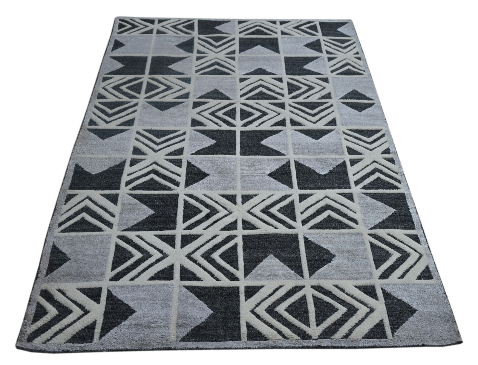 Modernes Handgeknüpfter Wolle 150x240 Vintage grau Wohnzimmer Teppich SH174