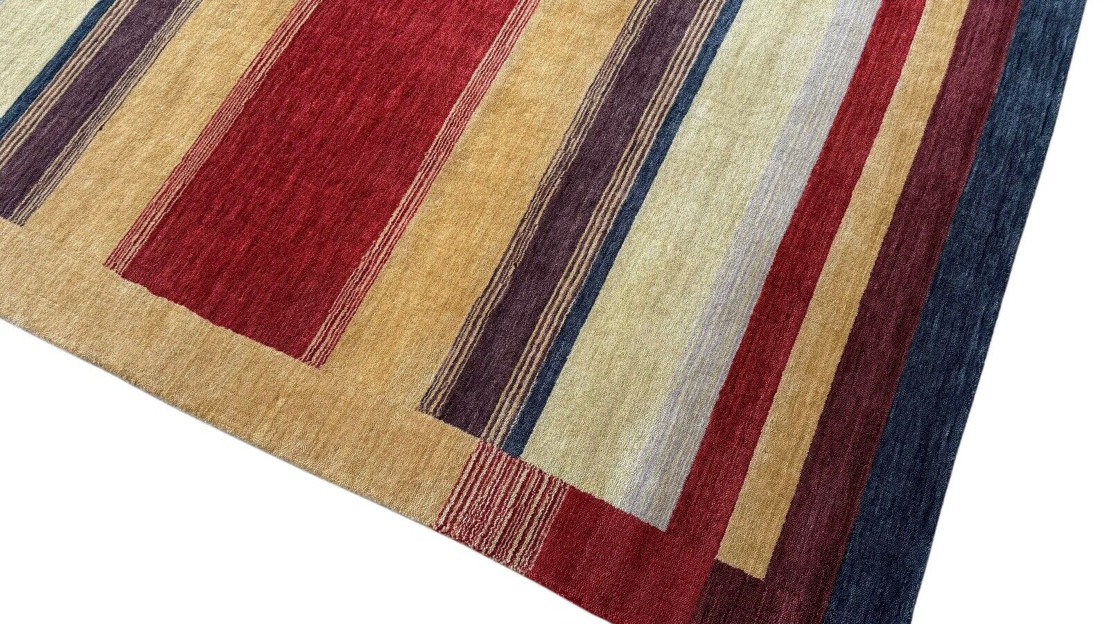 Gabbeh Teppich 100% Wolle 120x180 cm Rot Gold Bunt Handgewebt Orientteppich BR10