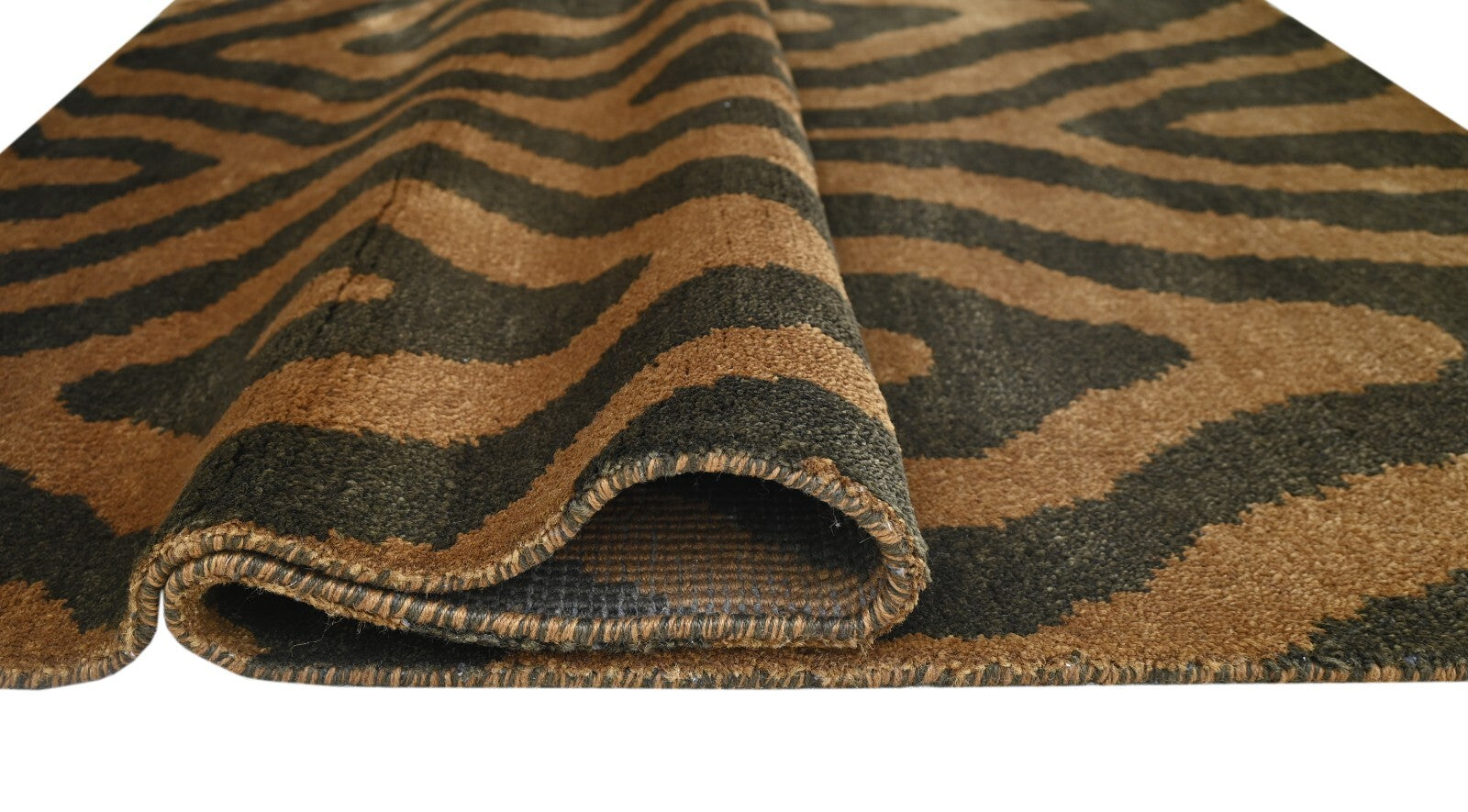 Modernes Handgeknüpfter Wolle 120x180 Vintage Gold Wohnzimmer Teppich SH162