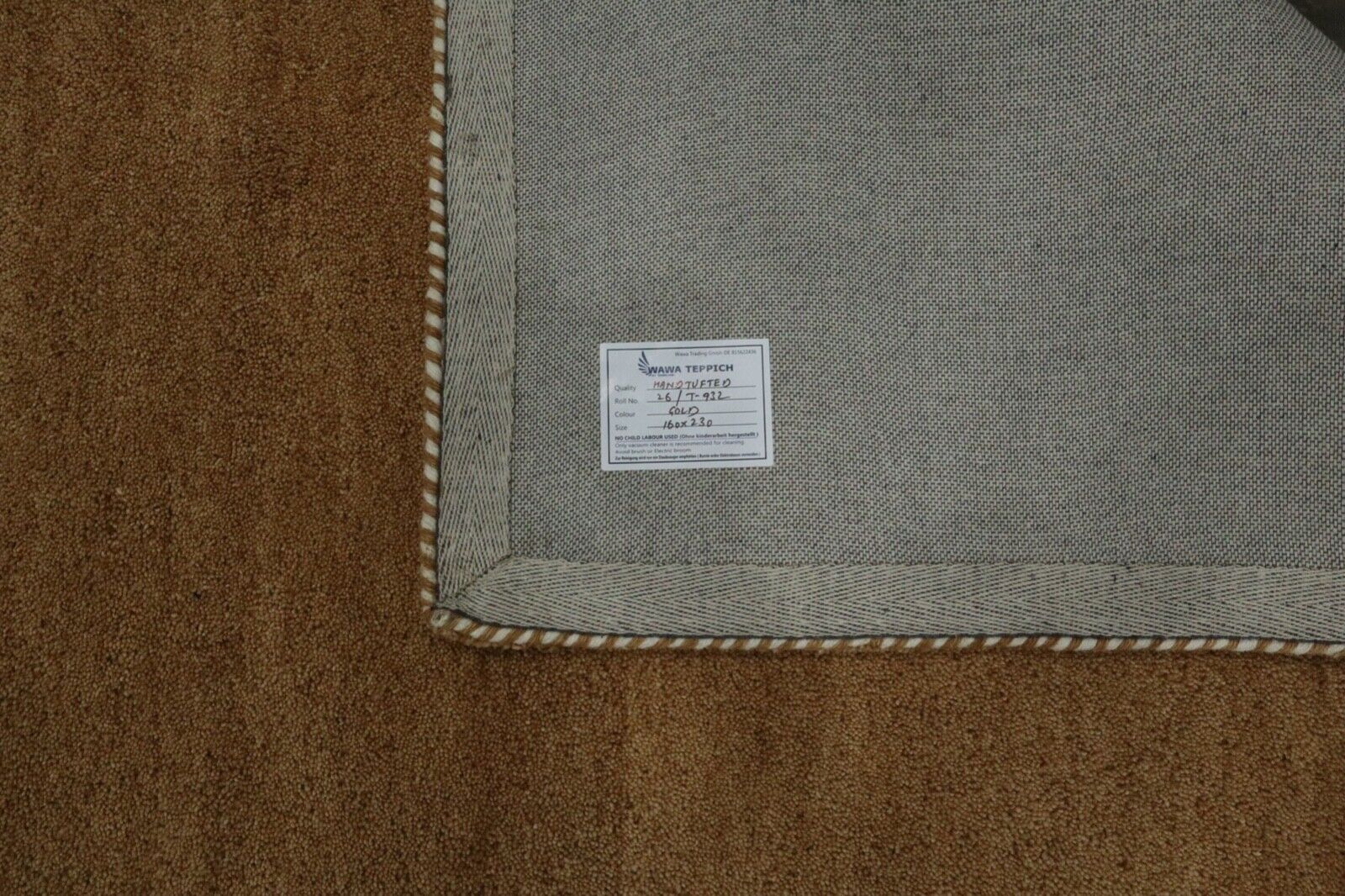 Orient Teppich 100% Wolle 160X230 cm Gold Orange Handarbeit Handgetuftet T932