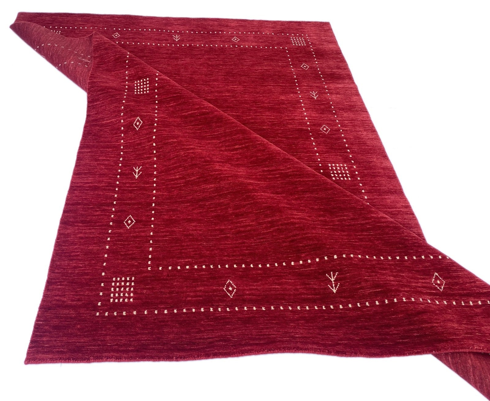 Rot Teppich 100% Wolle Handgefertigt 120X180 cm Handgewebt Gabbeh Orient AC06