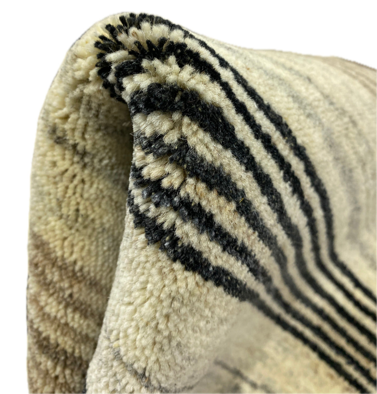 Gabbeh Teppich 100% Wolle Beige Schwarz lori Handgewebt 120x180 cm S198