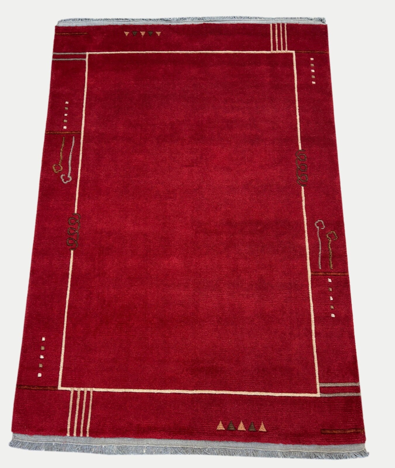 Rot Teppich Indo Nepál Handgeknüpft 100% Wolle 160X230 cm Orientteppich R19B 