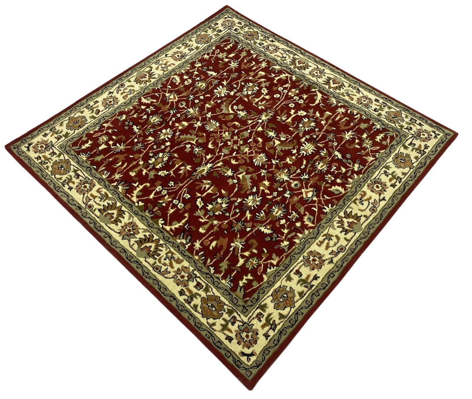 Orientteppich Rot Teppich 100% Wolle Herati Braun Beige Handgetuftet Handgewebt