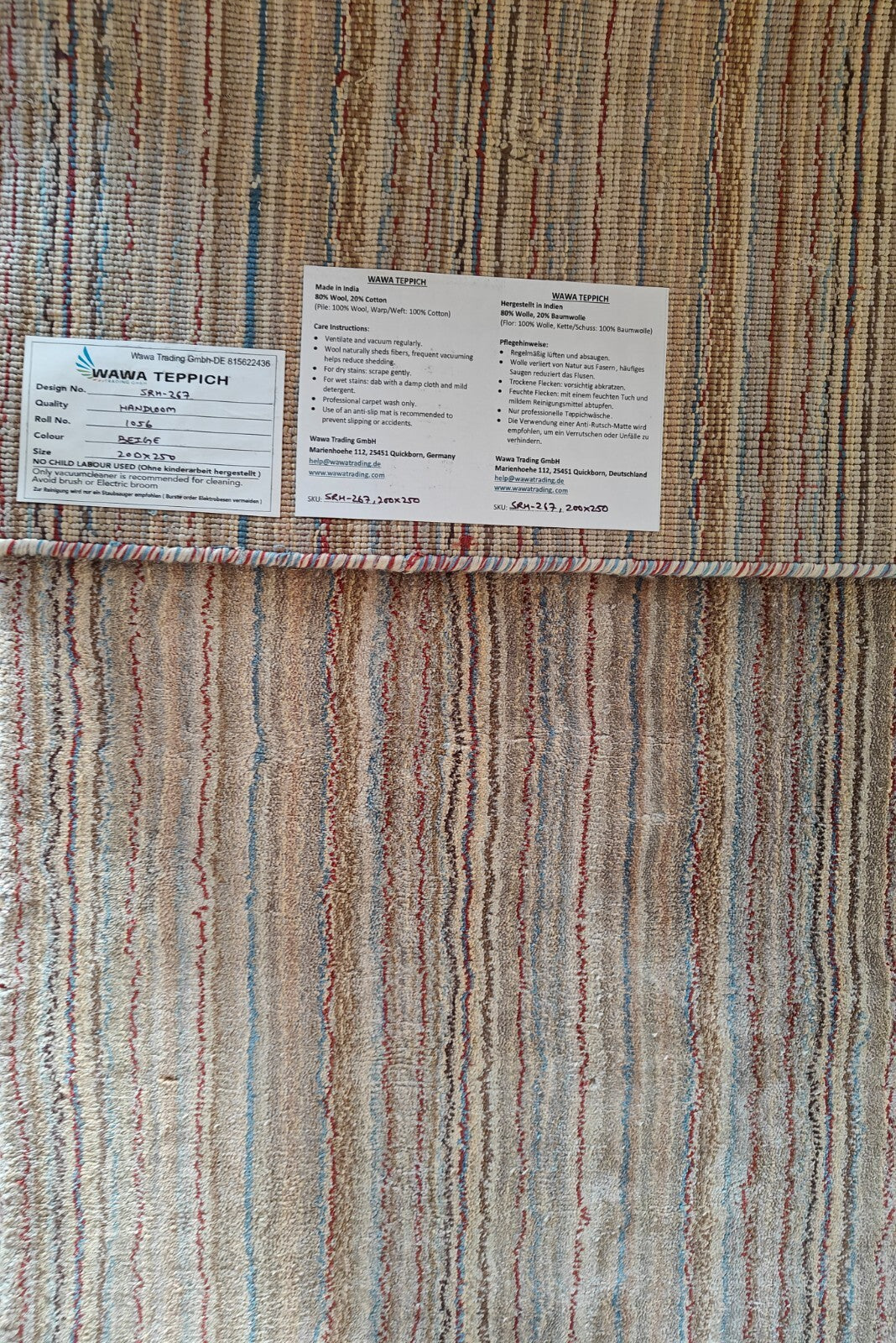 Handgewebter Teppich 200x250 Beige  Viskose Glanzoptik  Wohnzimmer SH267